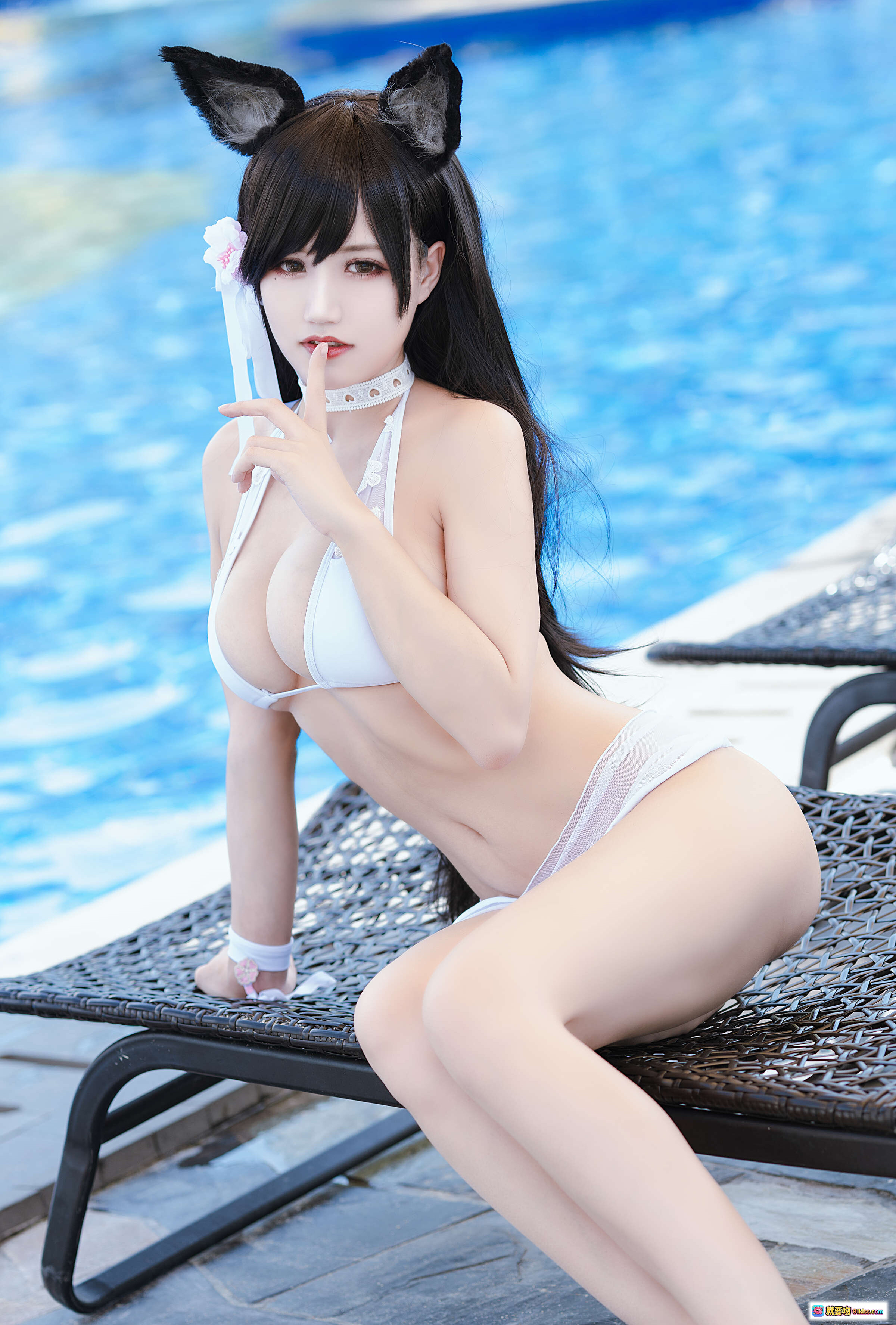 图片[6] - 小仓千代泳装写真NO.010｜7月舰长爱宕主题白色比基尼泳池边性感坐姿22P高清图集 - 就要吻