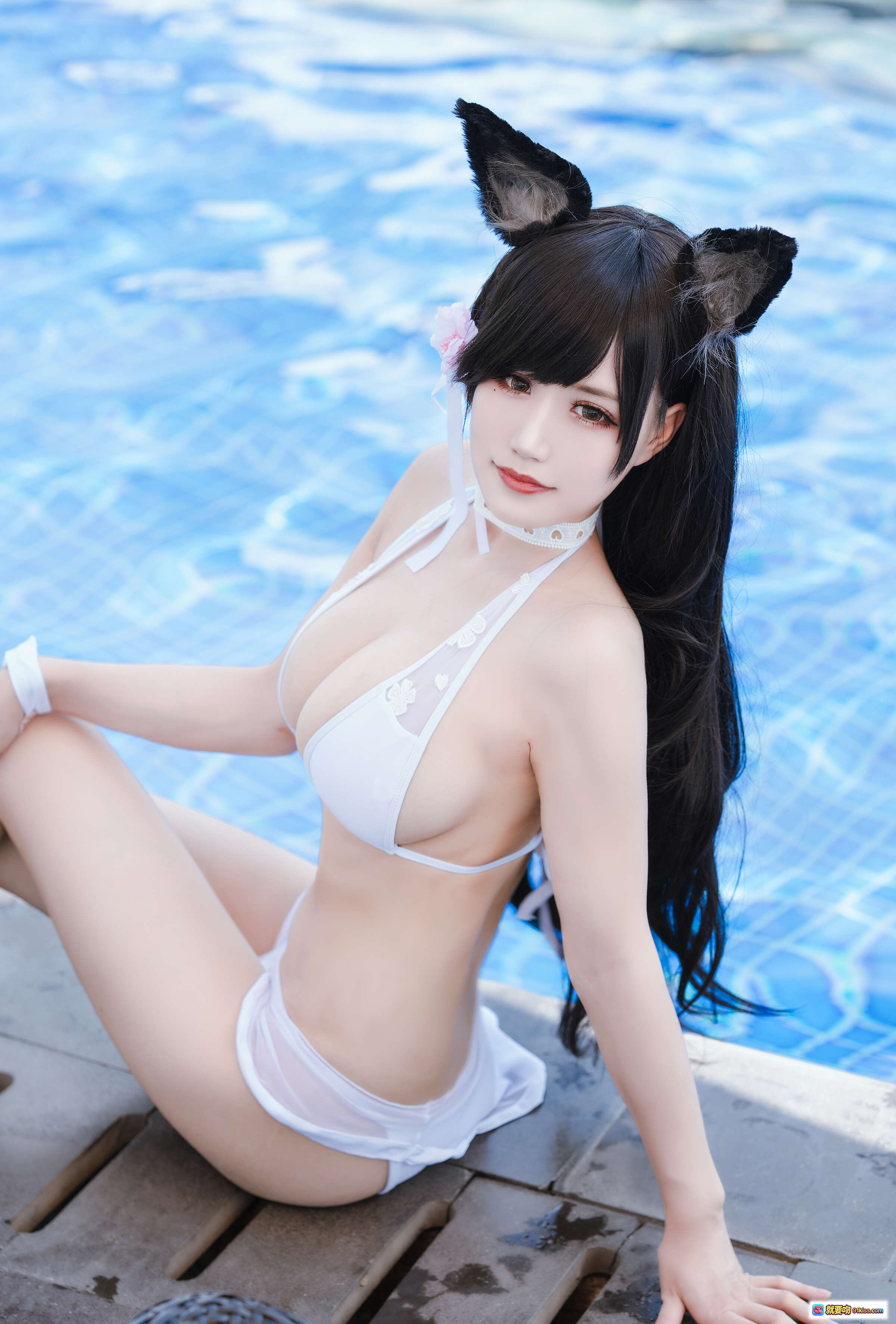 图片[5] - 小仓千代泳装写真NO.010｜7月舰长爱宕主题白色比基尼泳池边性感坐姿22P高清图集 - 就要吻