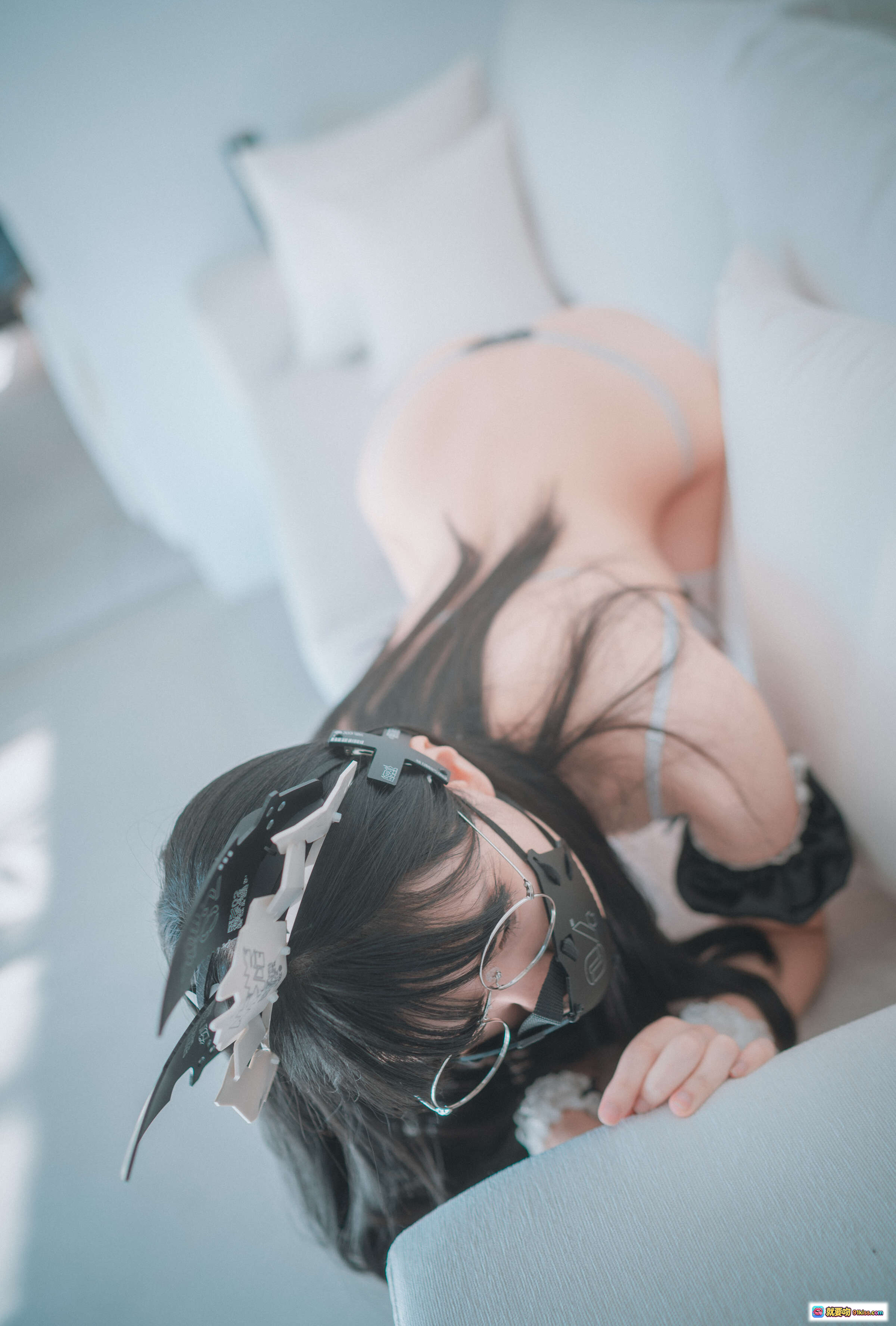 图片[4] - 韩国正妹Jenny8女仆装写真 – 白丝蕾丝黑袜猫耳眼镜美臀私房照 - 就要吻