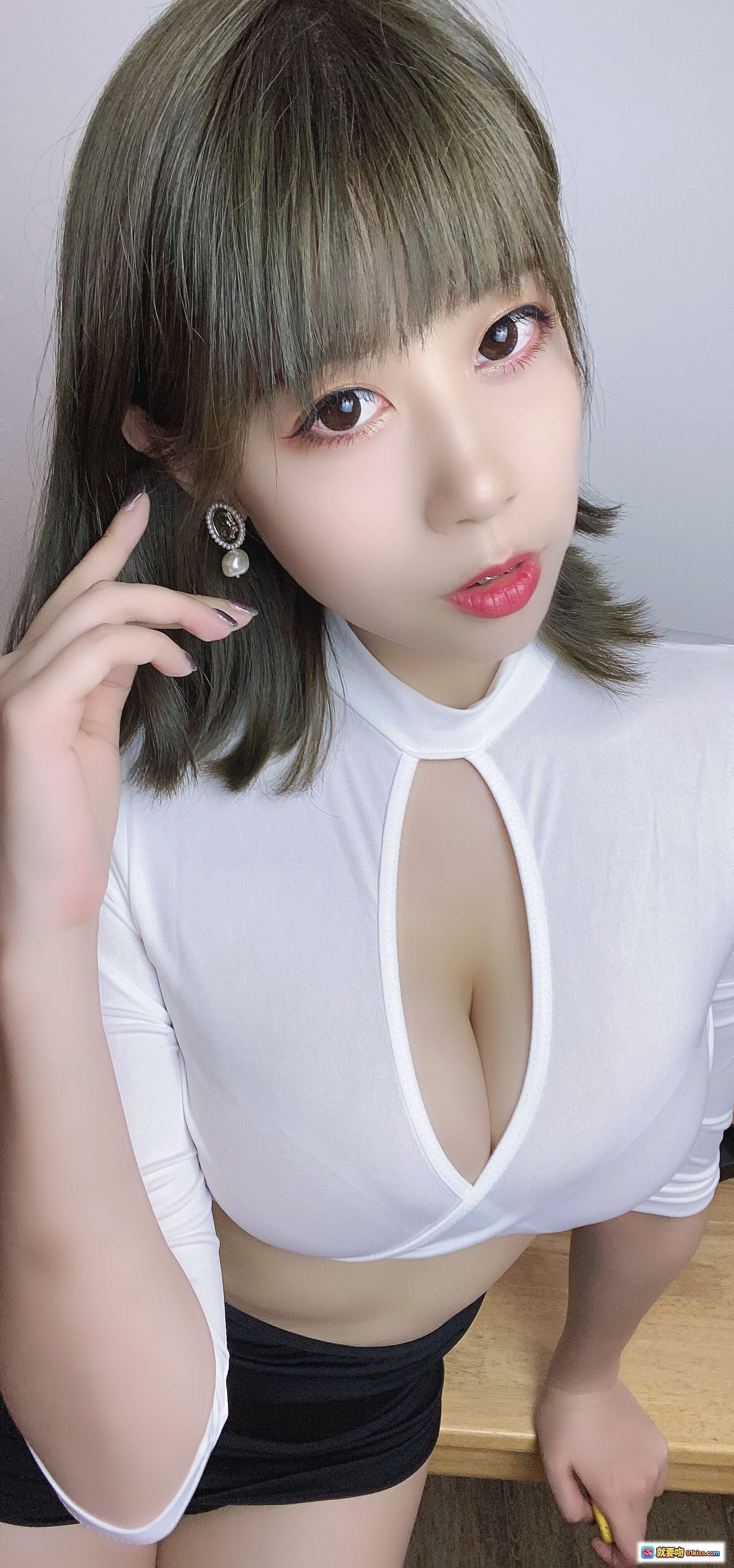 图片[3] - 奈汐酱nice自拍写真Vol.017｜白上衣黑短裙蕾丝袜性感私房照51P无视频 - 就要吻