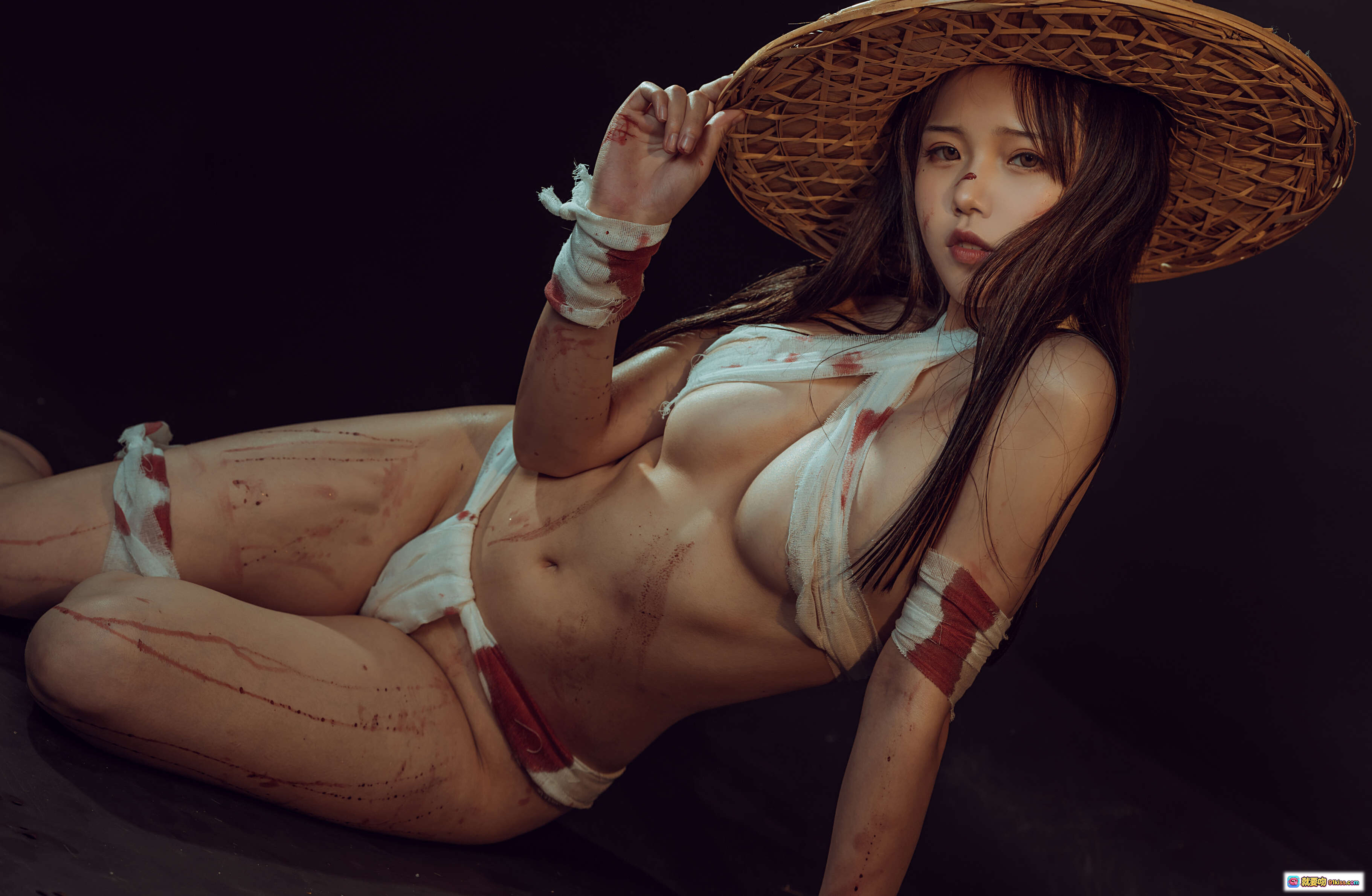 图片[3] - 七月喵子NO.005杀手写真｜草帽湿发血迹白纱性感诱惑30P高清图集 - 就要吻