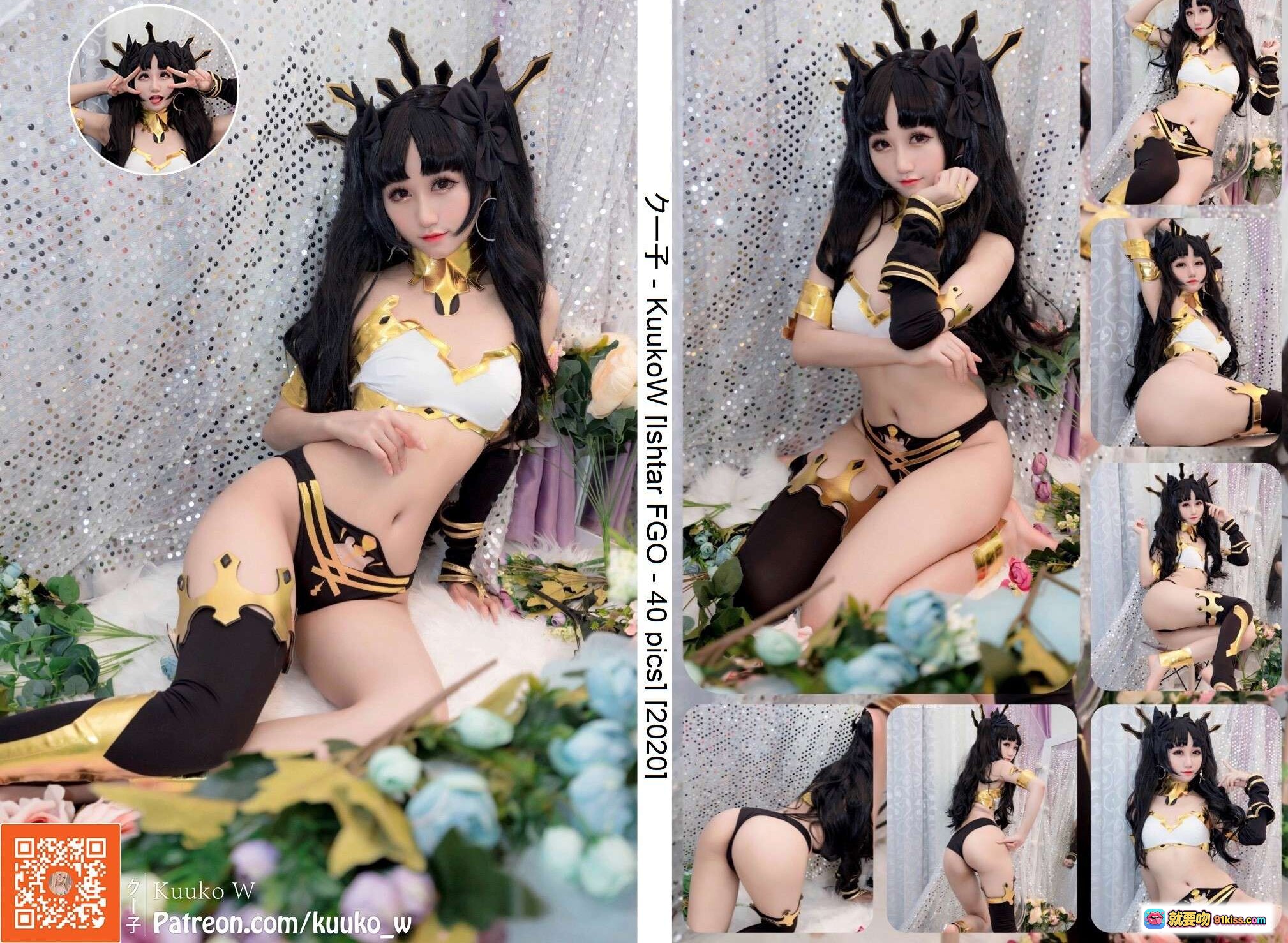 图片[2] - 越南妹KuukoW NO.034 Ishtar Fate Grand Order cos黑泳装金臂环蓝发美臀写真 - 就要吻