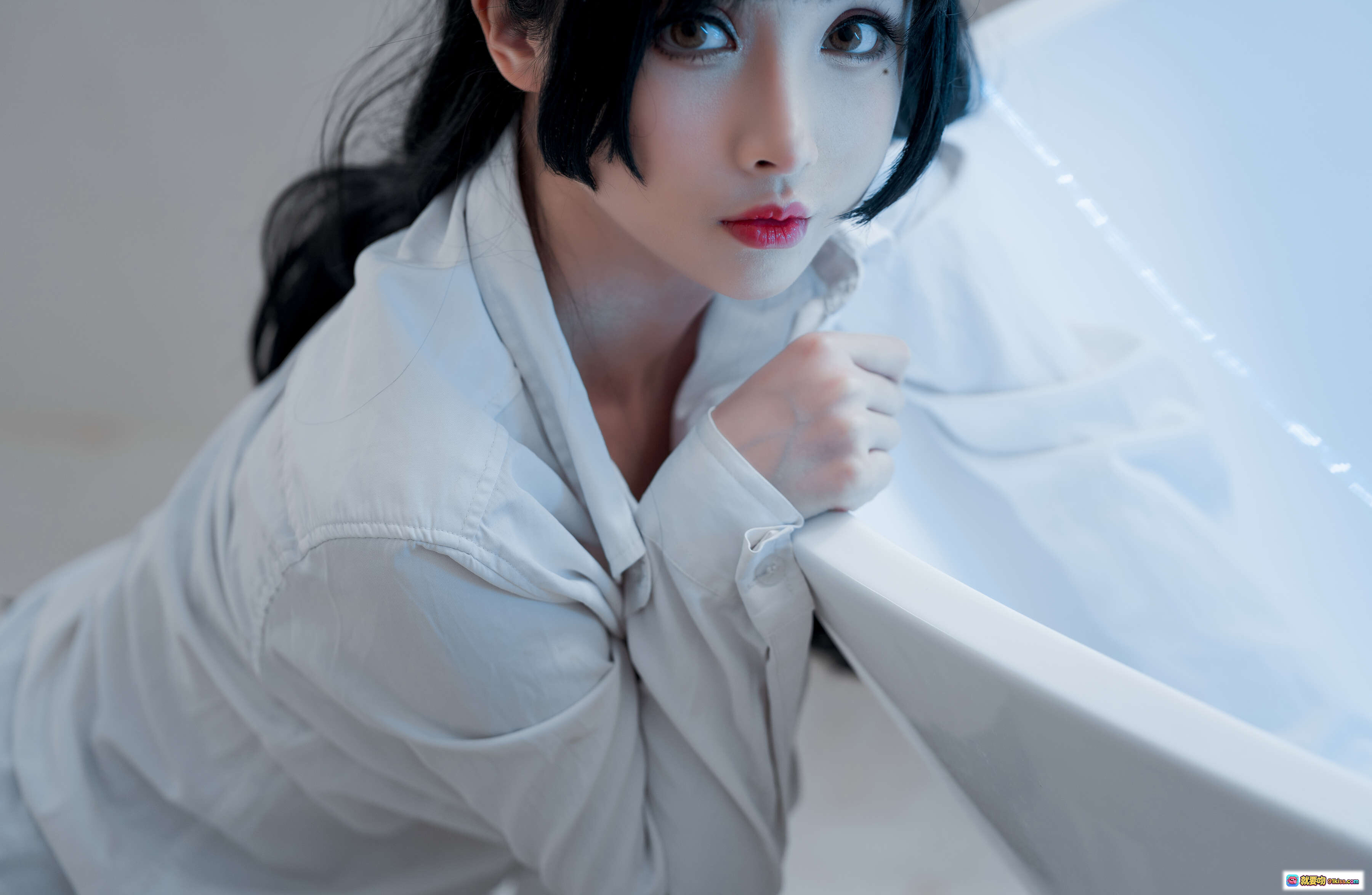 图片[3] - rioko凉凉子NO.044男友衬衣写真 25P高清私房黑丝蕾丝内衣浴室喷淋美臀诱惑 - 就要吻