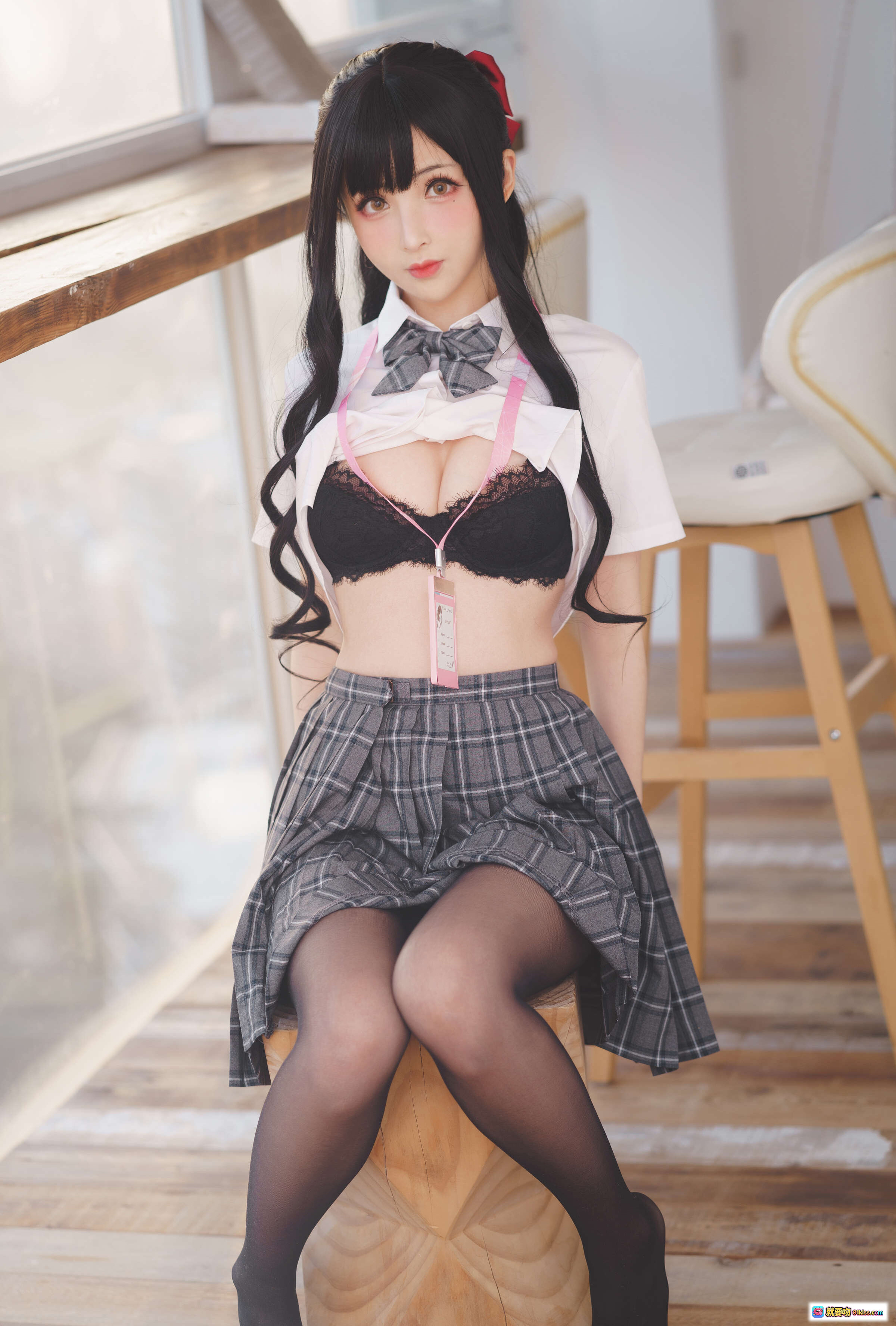 图片[6] - rioko凉凉子NO.055放课后学姐黑丝美腿写真 50P高清私房照 学院风格裙搭配丝袜诱惑 窗边长腿特写摄影 - 就要吻