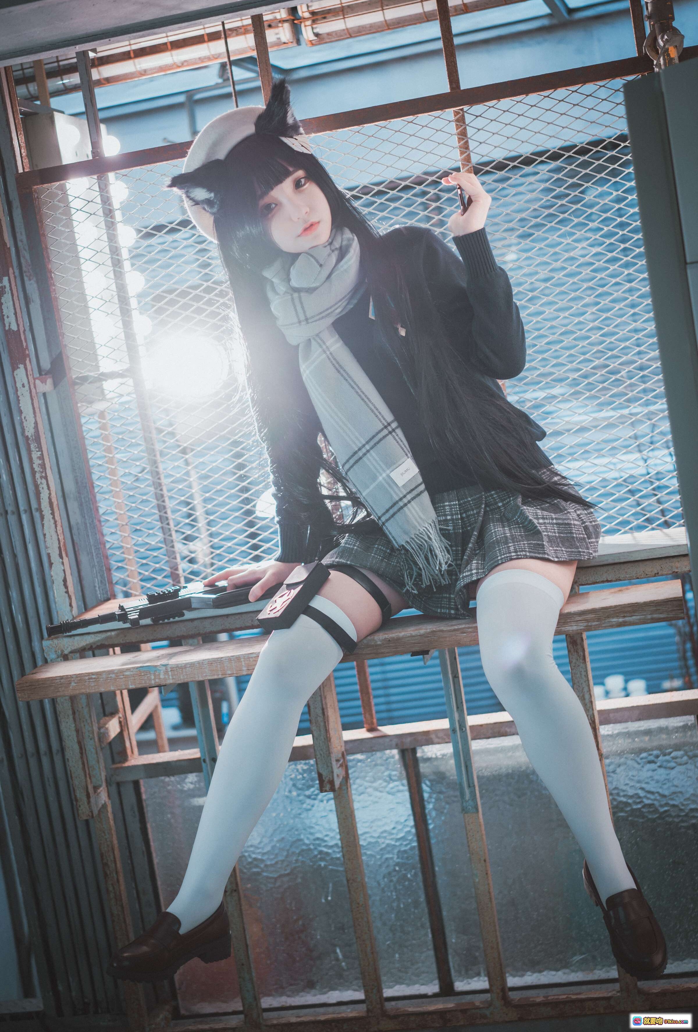 图片[10] - 韩国正妹Jenny 18 Cosplay Girls Frontline Type95纯白毕业装 白丝猫耳格裙工业风写真 - 就要吻