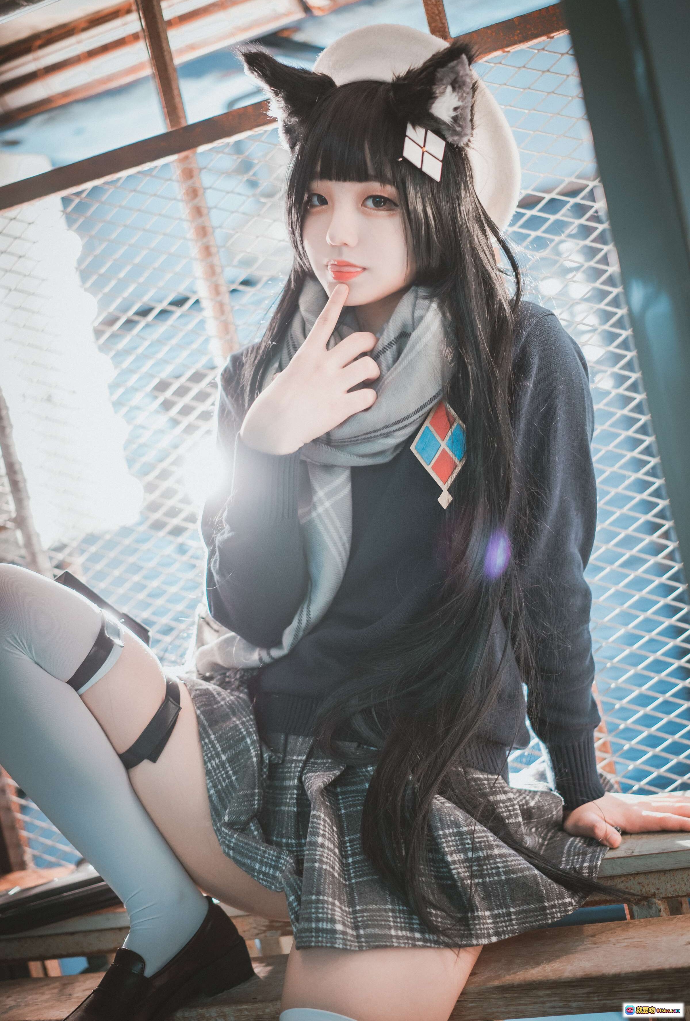 图片[4] - 韩国正妹Jenny 18 Cosplay Girls Frontline Type95纯白毕业装 白丝猫耳格裙工业风写真 - 就要吻