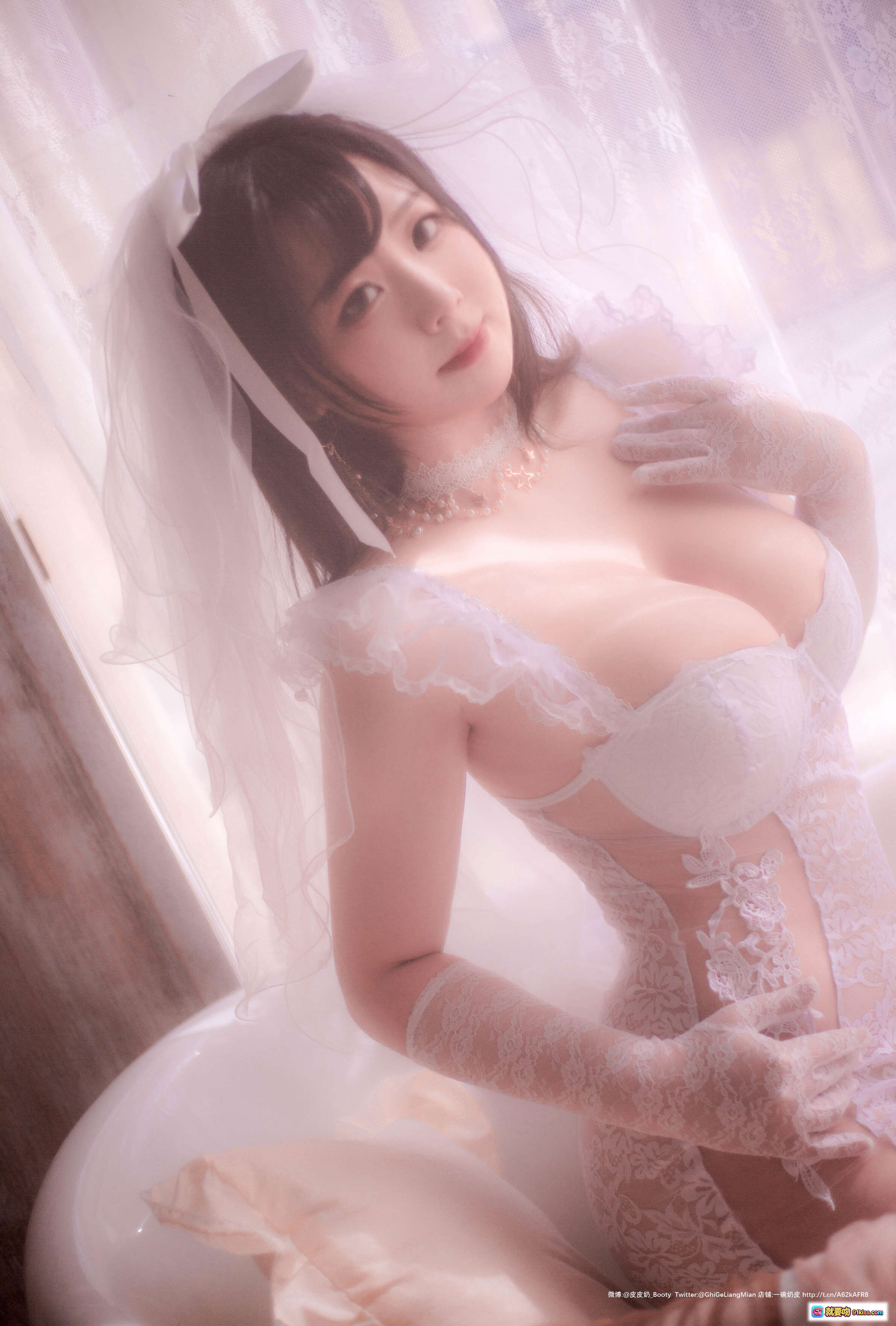 图片[4] - 皮皮奶NO.027朦胧婚纱写真 66P高清蕾丝内衣性感美胸白纱轻透柔光氛围感私房摄影 - 就要吻