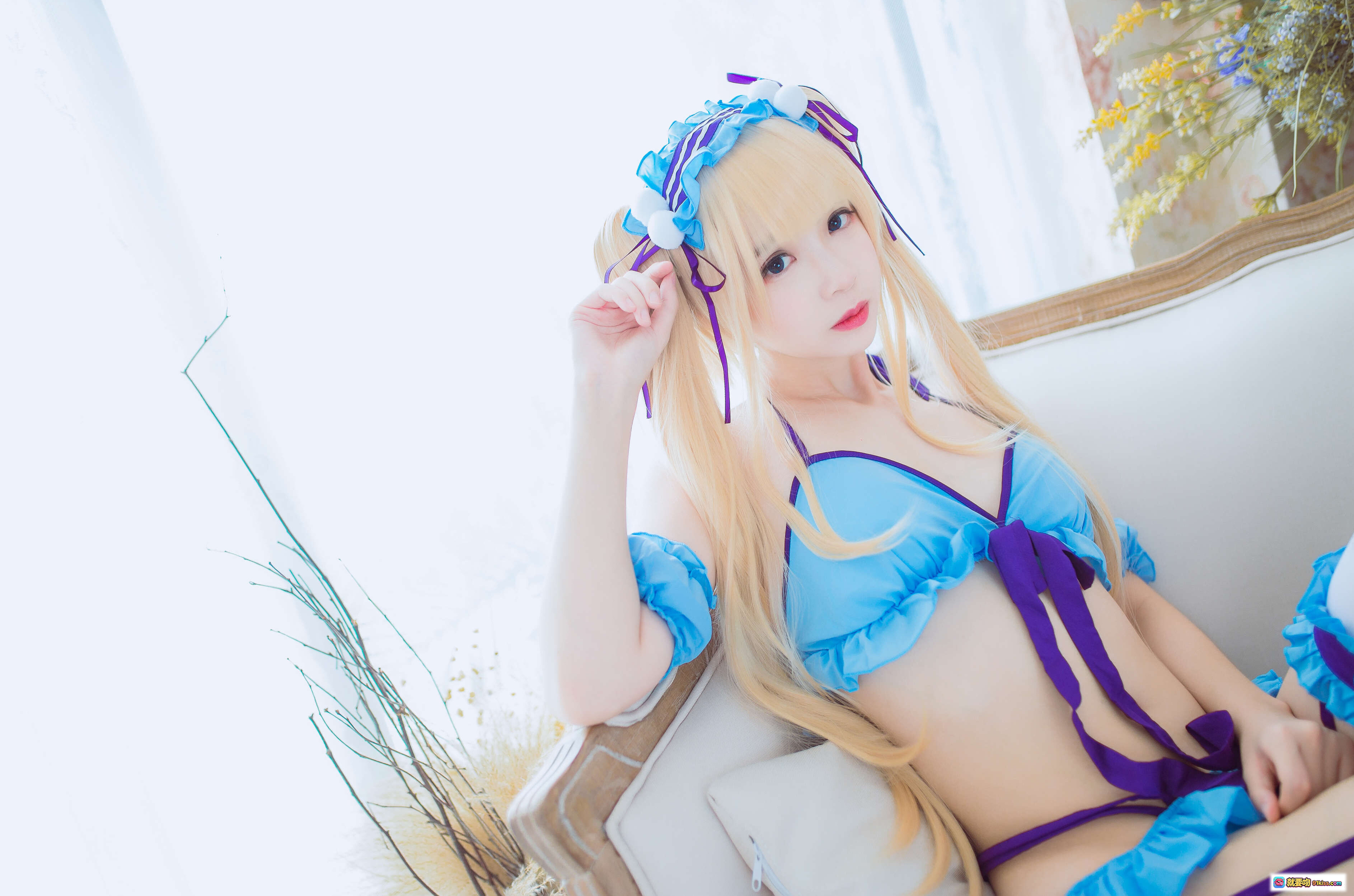 图片[2] - 疯猫ss NO.065 英梨梨cosplay写真 金发蓝紫女仆装 甜美少女风 室内沙发拍摄 高清36P图集 - 就要吻