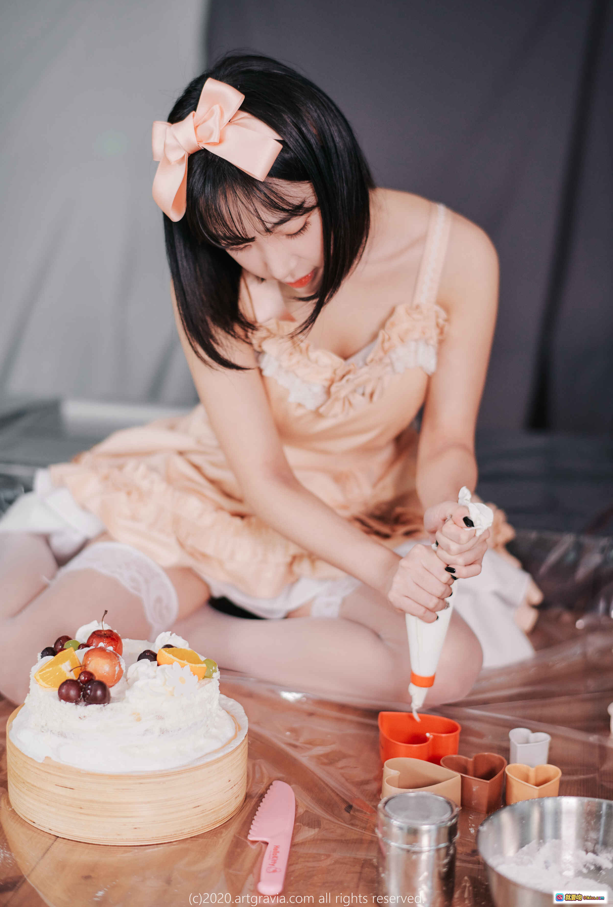 图片[5] - 姜仁卿NO.023猫耳少女粉黑蕾丝内衣写真ARTGRAVIA_VOL142浴室蹲姿性感私房照 - 就要吻