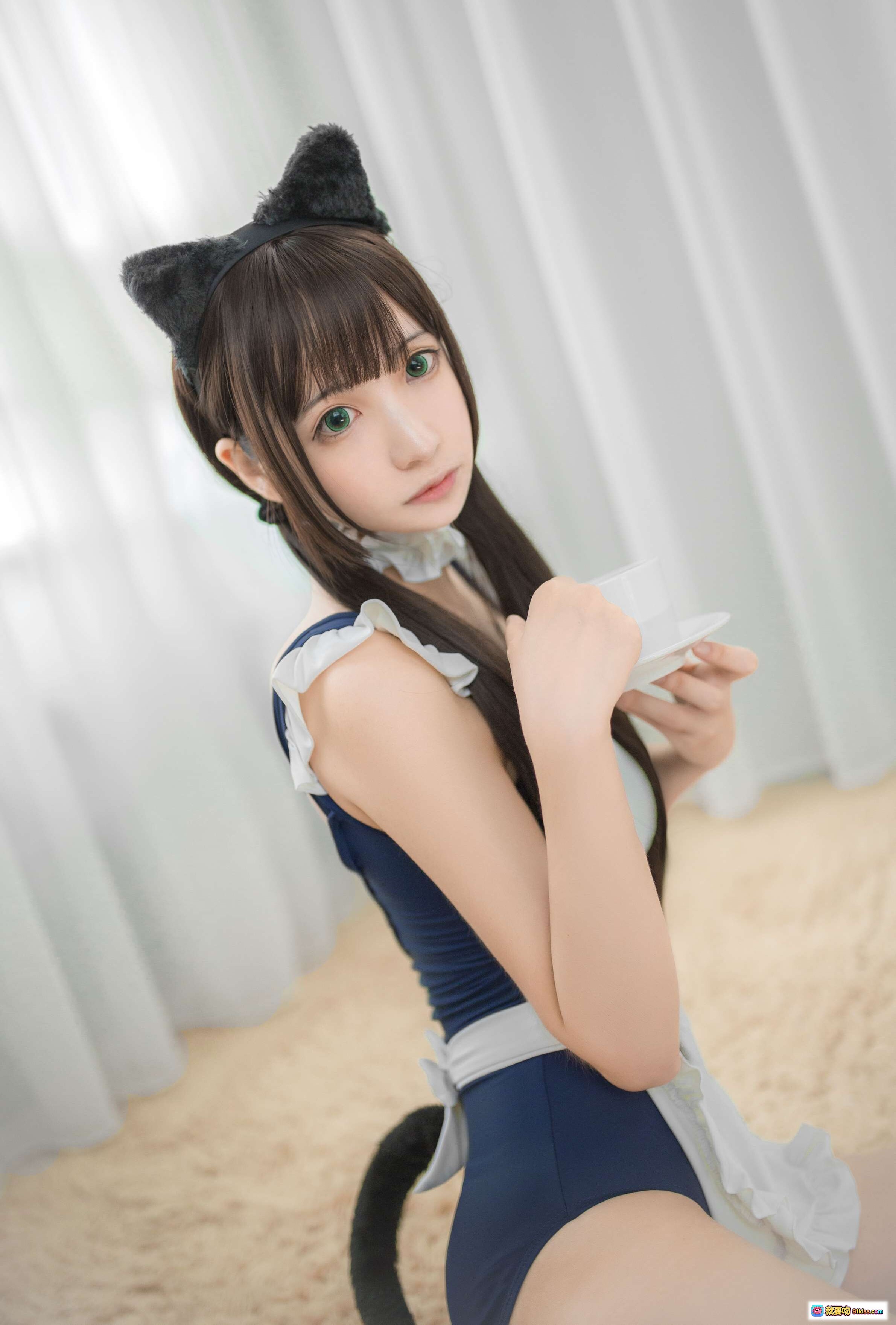 图片[3] - 疯猫ss NO.083 猫耳女仆装Cosplay 甜点托盘 白丝美腿 萌系写真集 23P高清图 - 就要吻