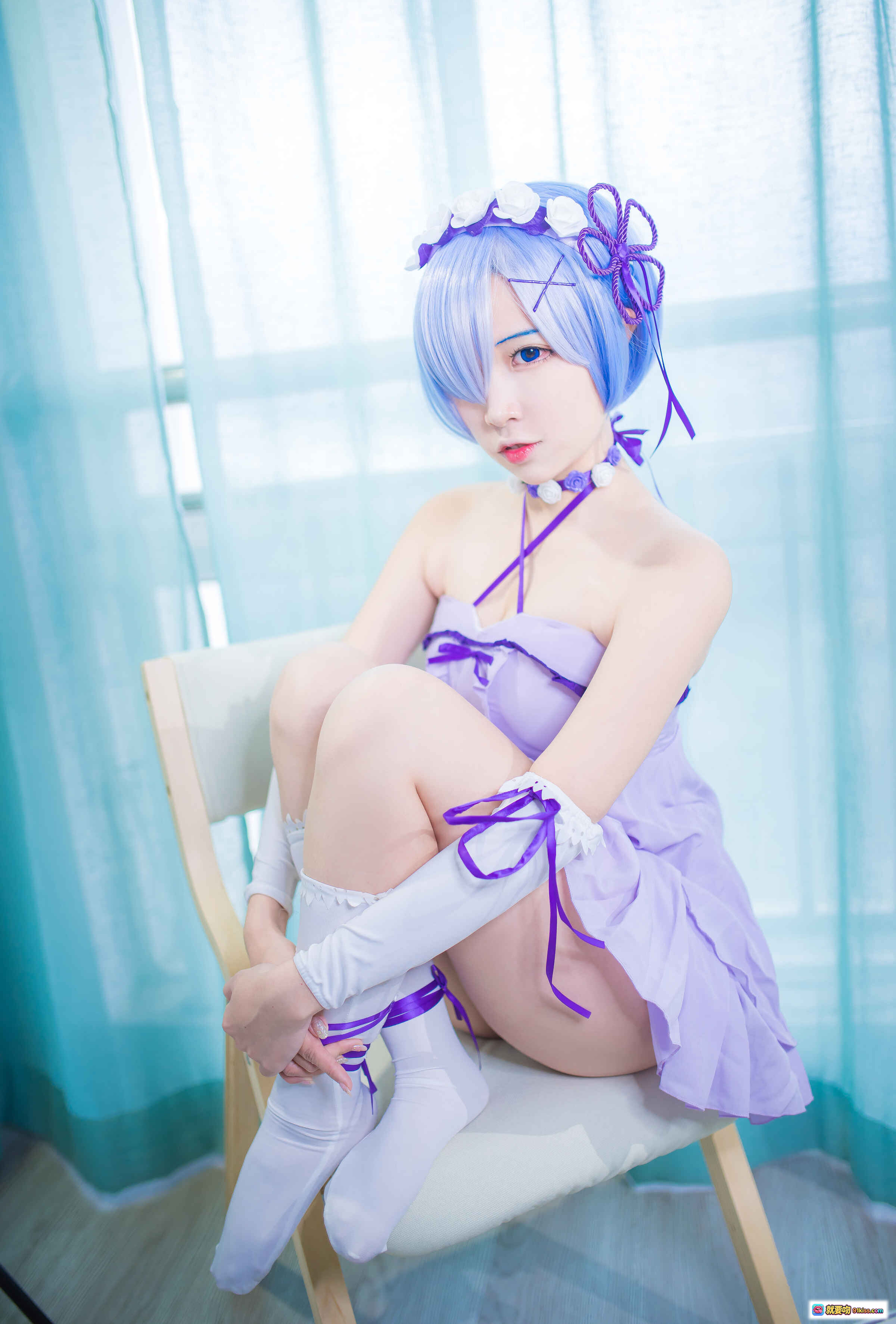 二佐Nisa NO.042 蕾姆睡衣Cosplay 紫色系少女风 甜美可爱居家写真 13P高清图集 - 就要吻