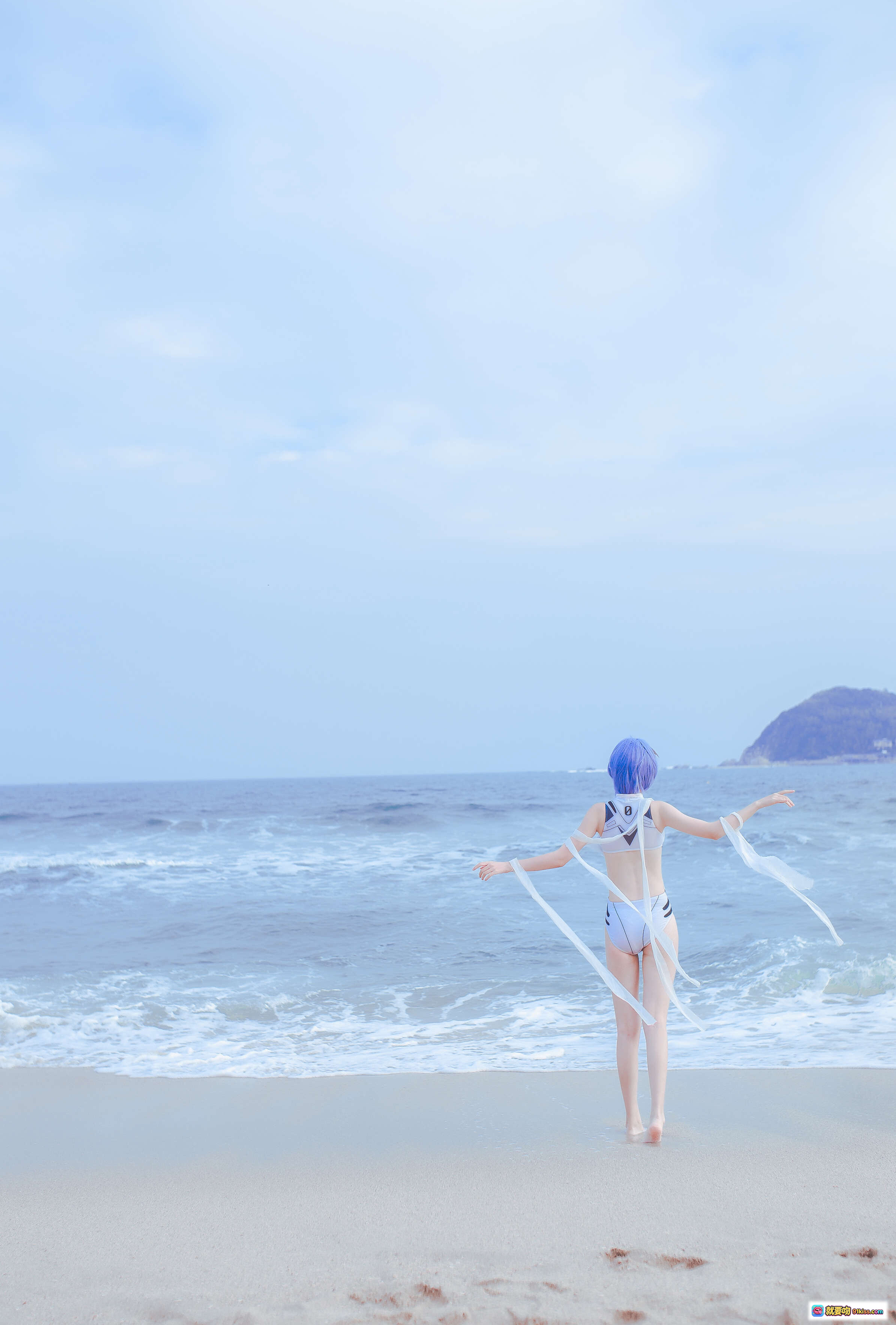 图片[6] - 疯猫ss NO.048 泳装凌波丽cosplay海滩写真 37P高清图集 二次元女神蓝发白裙海边风情 - 就要吻