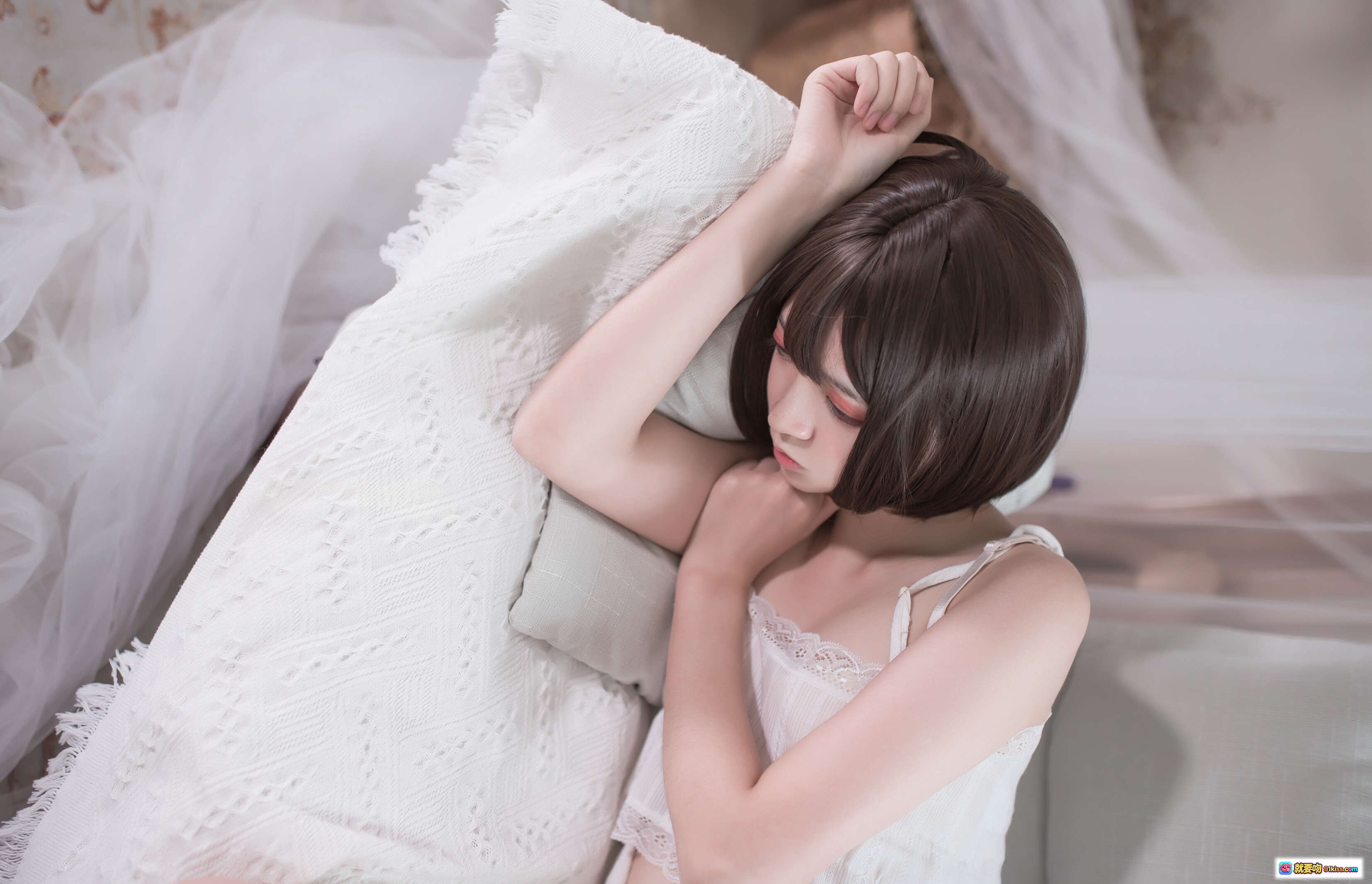 图片[5] - 疯猫ss NO.101 眼镜娘写真集 白色蕾丝内衣短裤 甜美性感私房照 30P高清图集 - 就要吻