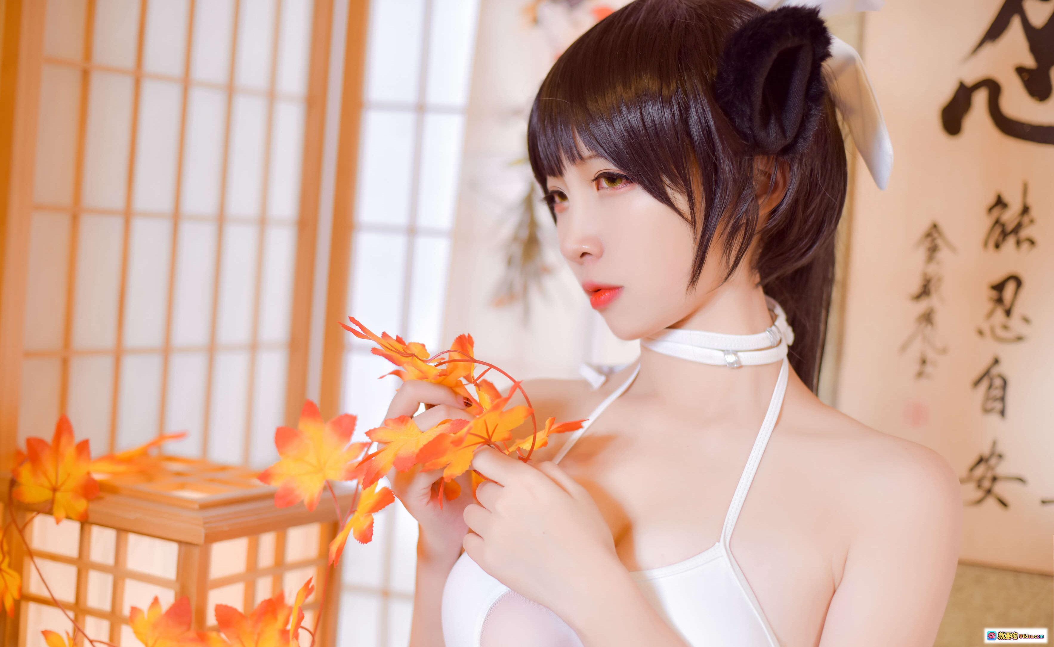 图片[4] - 二佐Nisa NO.098 高雄泳装写真 甜美猫耳白裙日系和风少女 Cosplay 美腿诱惑 31P高清图集 - 就要吻