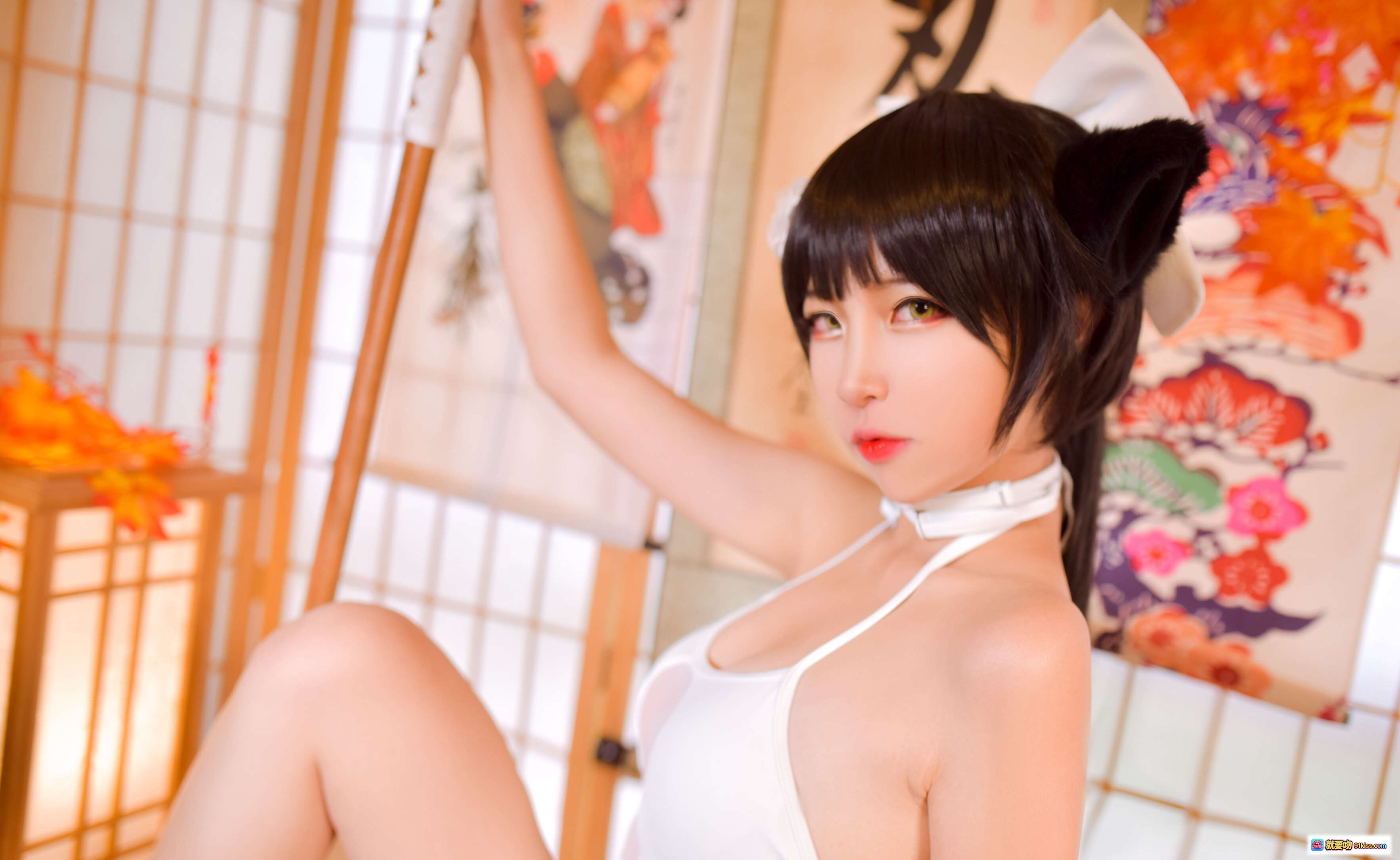 图片[7] - 二佐Nisa NO.098 高雄泳装写真 甜美猫耳白裙日系和风少女 Cosplay 美腿诱惑 31P高清图集 - 就要吻