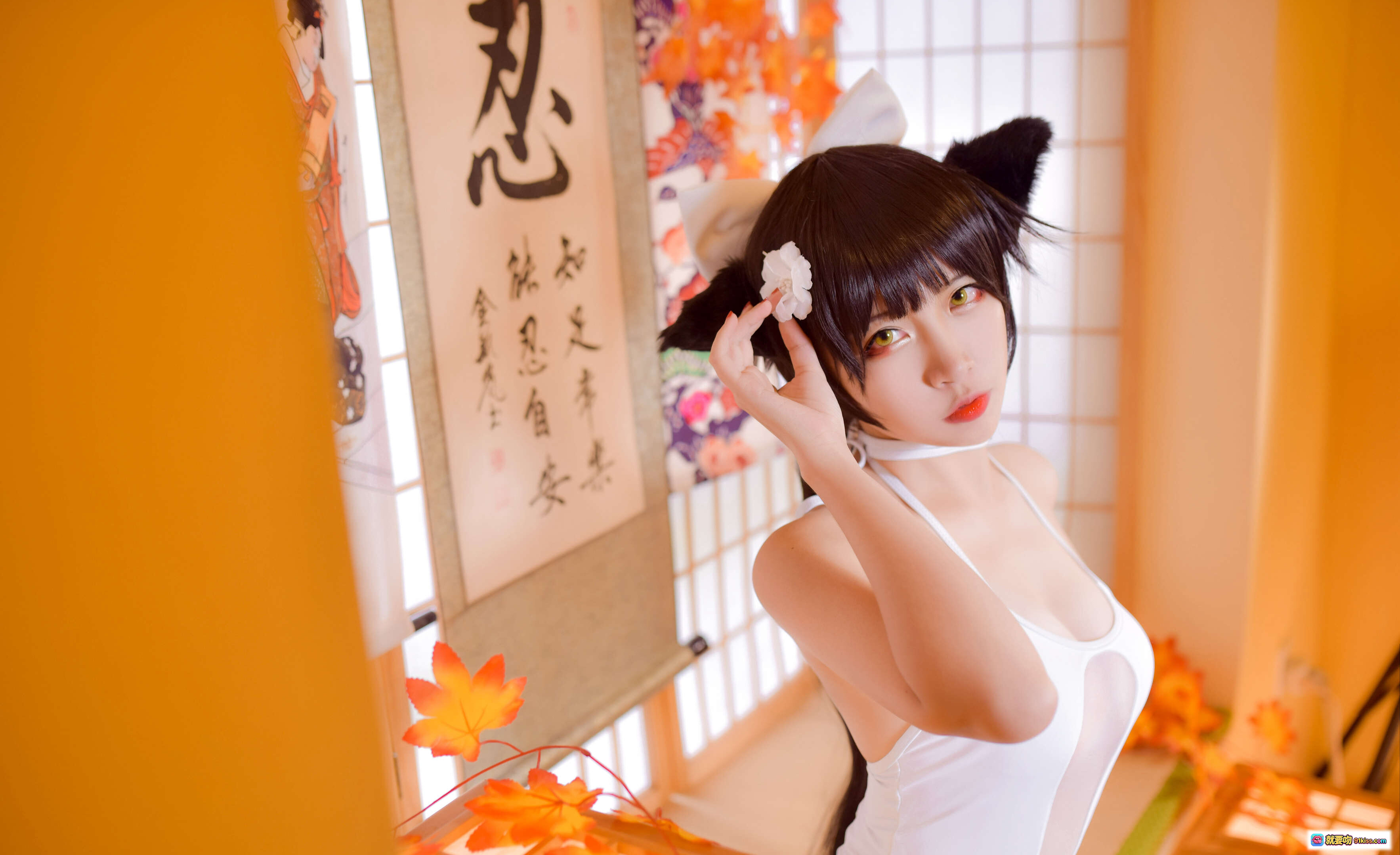 图片[5] - 二佐Nisa NO.098 高雄泳装写真 甜美猫耳白裙日系和风少女 Cosplay 美腿诱惑 31P高清图集 - 就要吻