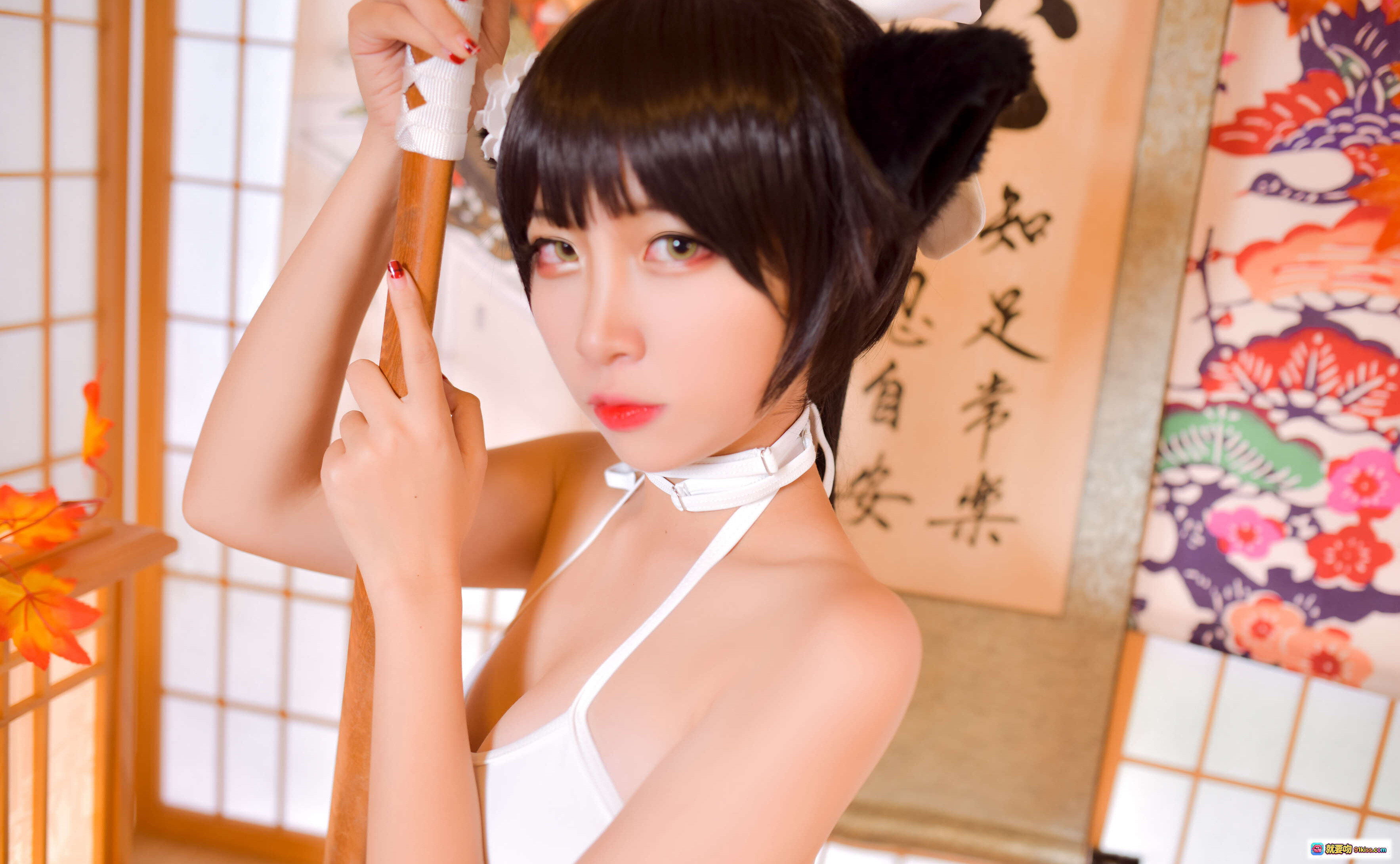 图片[10] - 二佐Nisa NO.098 高雄泳装写真 甜美猫耳白裙日系和风少女 Cosplay 美腿诱惑 31P高清图集 - 就要吻