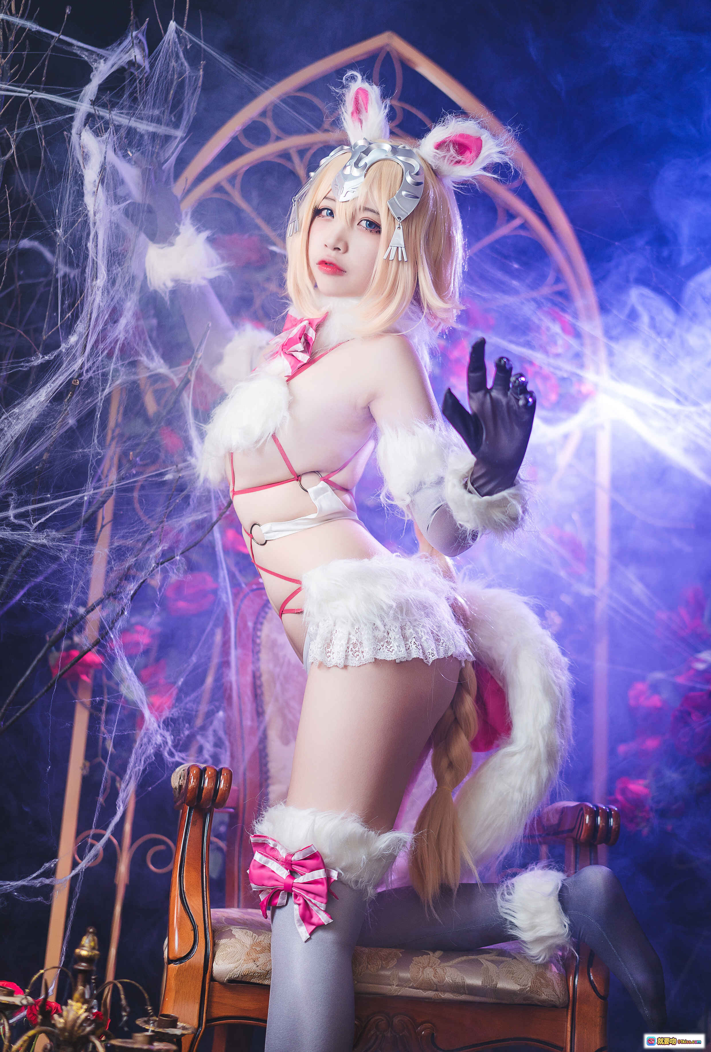 图片[6] - 二佐Nisa NO.062 Fate白贞cosplay危险野兽造型 金发兔耳毛绒尾 Halloween主题写真31P - 就要吻