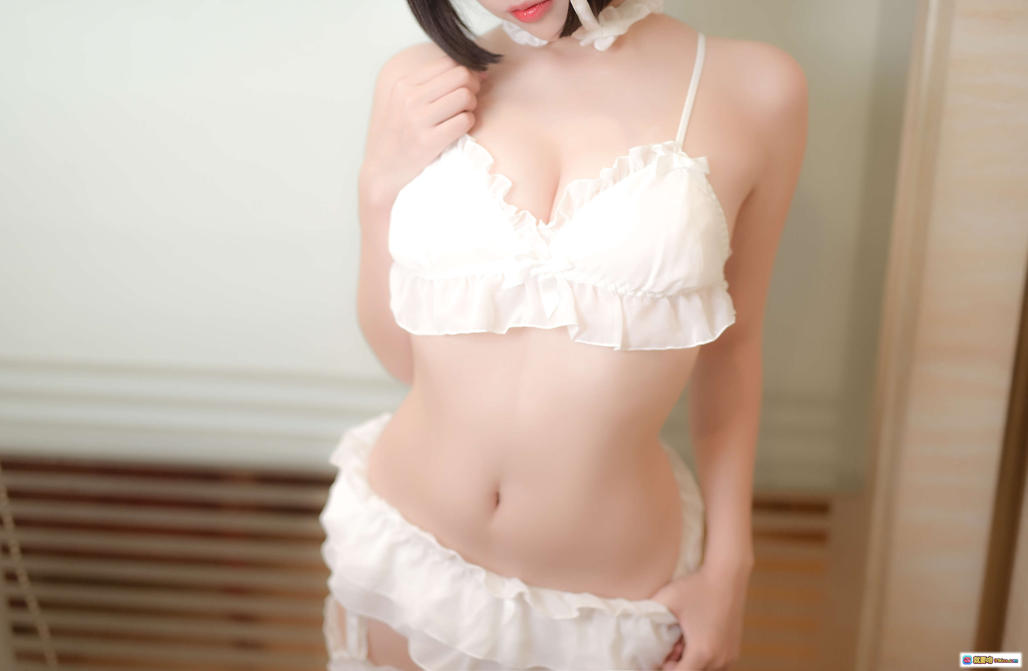 图片[8] - 二佐Nisa NO.073 私房雪纺睡衣写真 白色蕾丝内衣猫耳少女床照 18P高清图集 - 就要吻