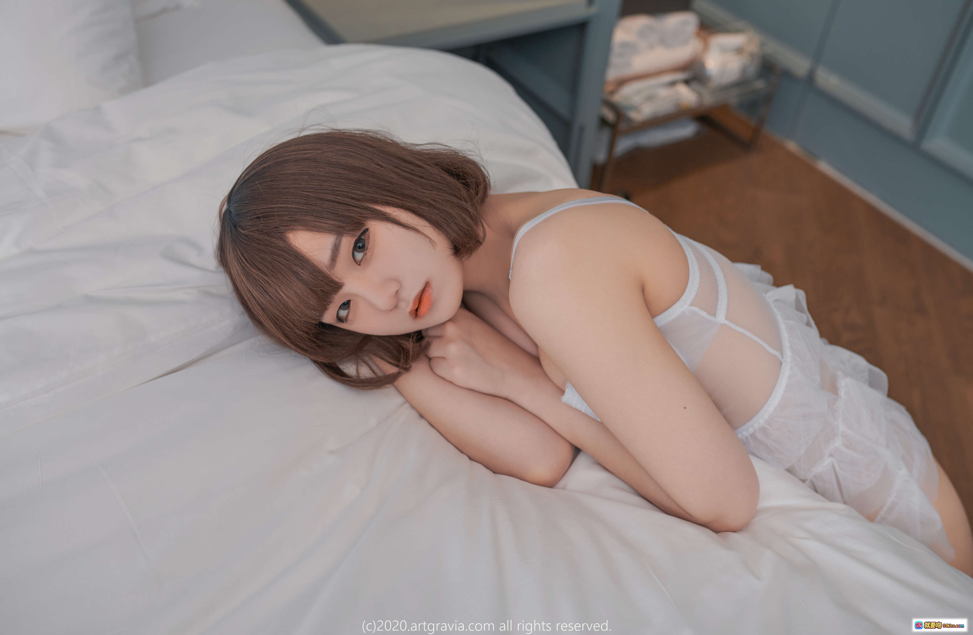图片[4] - 韩国正妹Jenny 14白色蕾丝内衣写真 – ARTGRAVIA_VOL133甜美短发少女私房摄影 - 就要吻