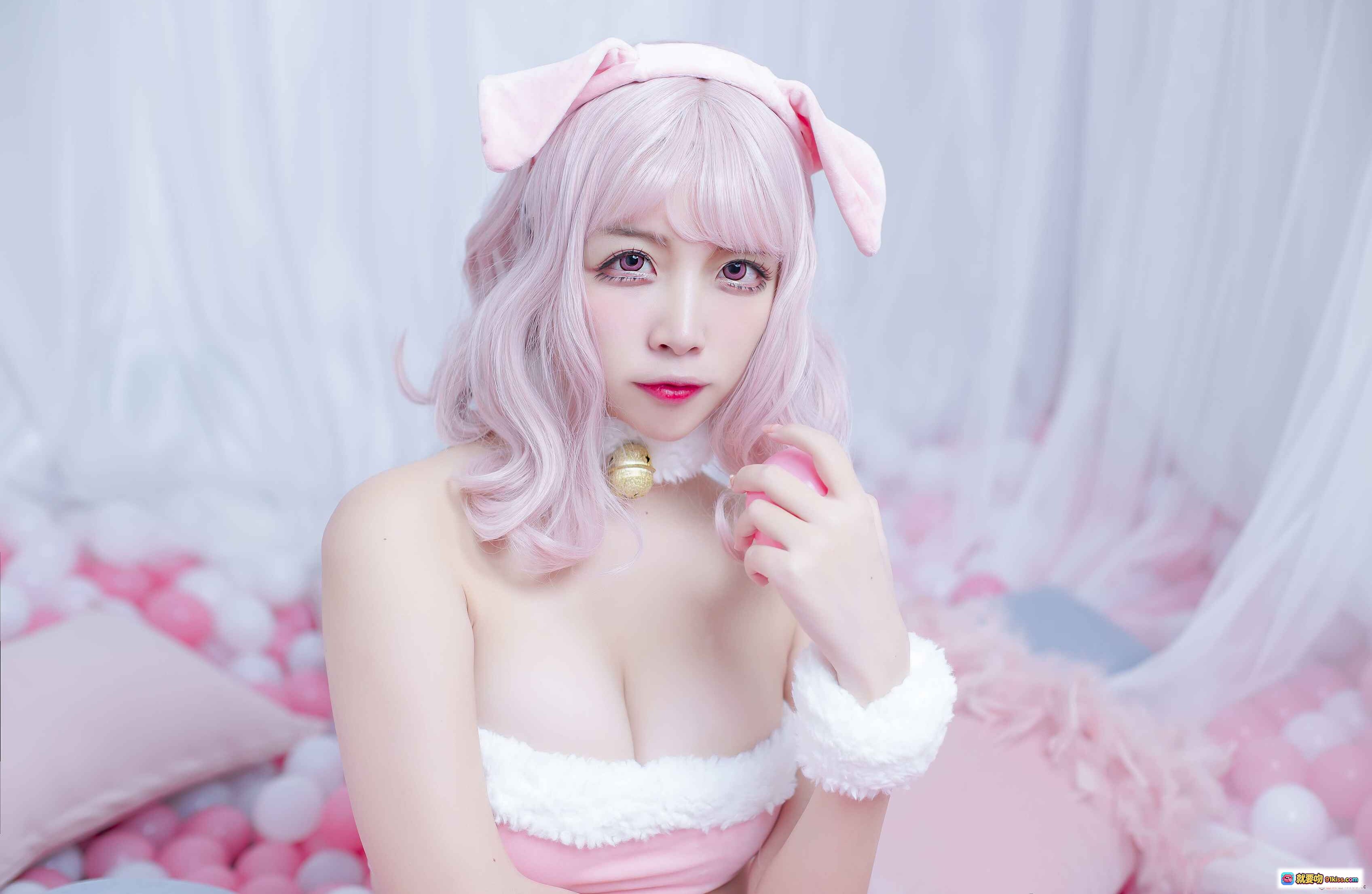 图片[4] - 二佐Nisa NO.071 私房粉猪写真 | 粉色兔耳少女 | 白纱球池诱惑 | 萌系Cosplay美图 - 就要吻