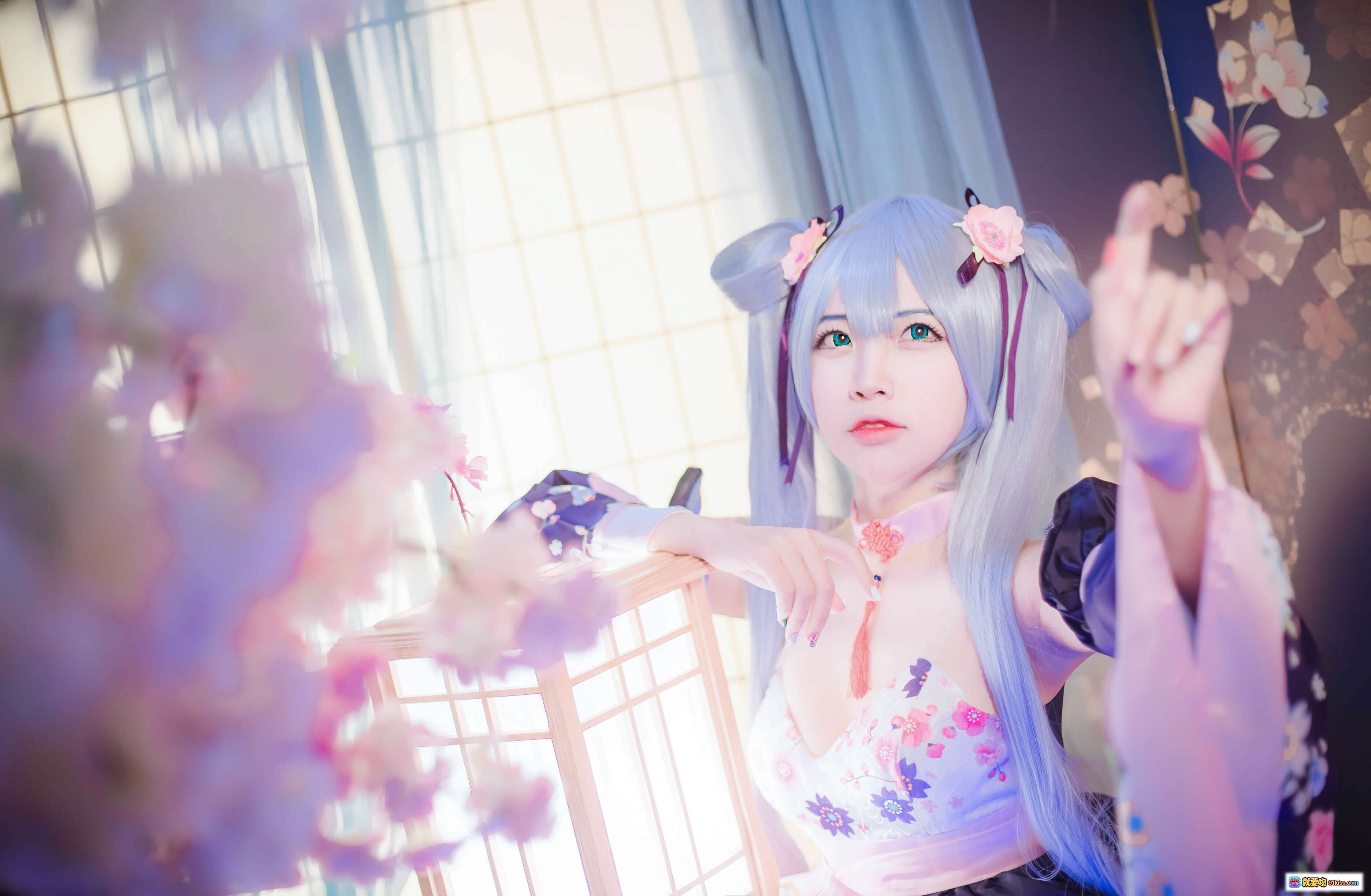 图片[1] - 二佐Nisa NO.055双马尾cosplay蓝发少女和风樱花写真17P高清美图 - 就要吻