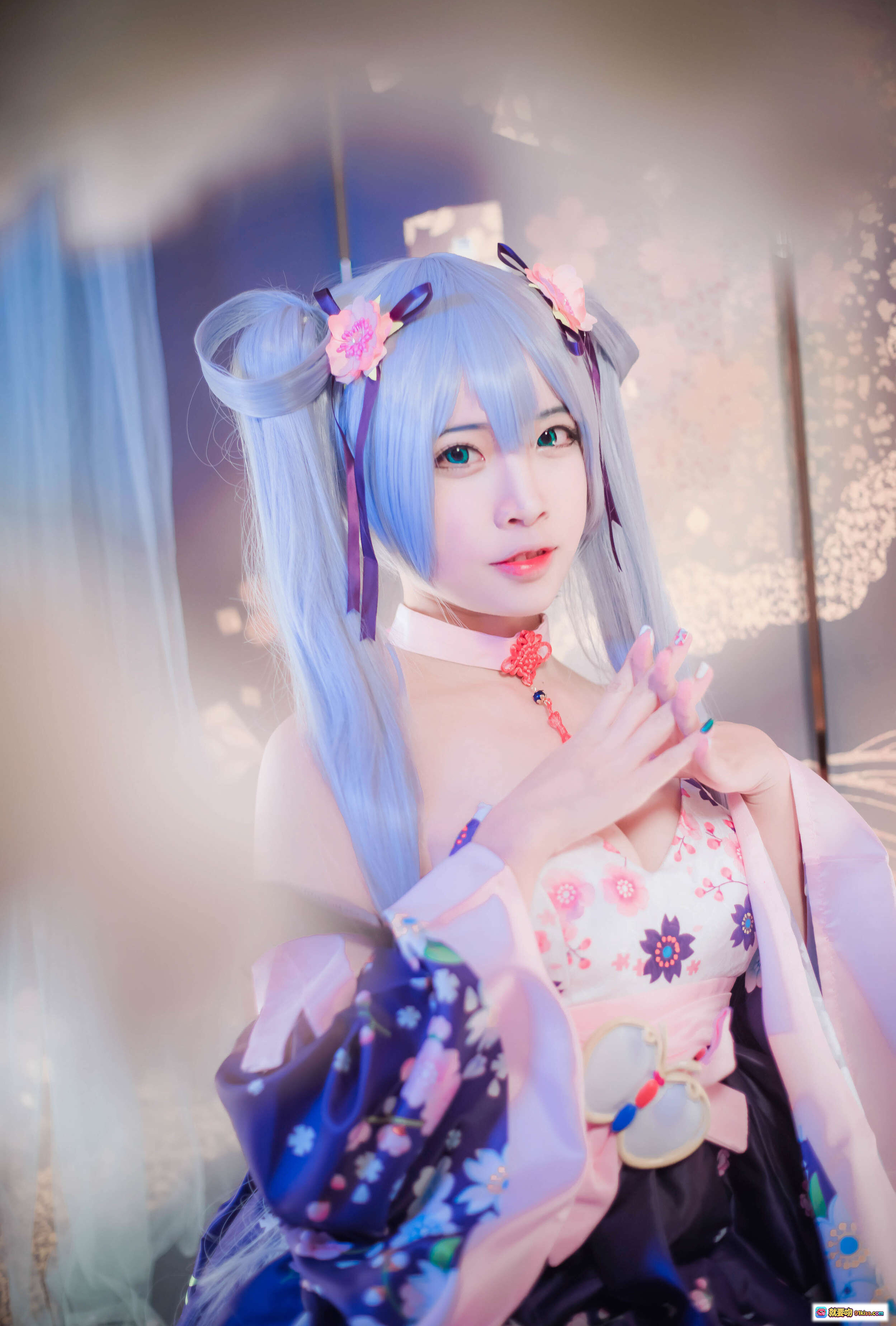图片[5] - 二佐Nisa NO.055双马尾cosplay蓝发少女和风樱花写真17P高清美图 - 就要吻