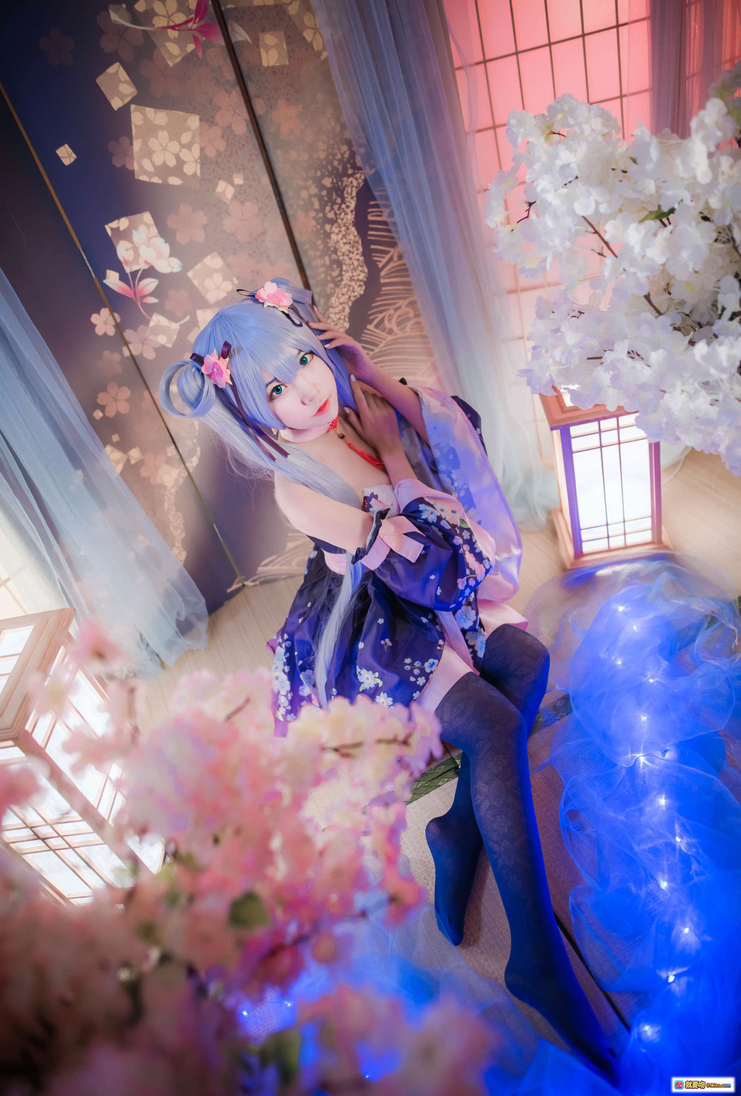 图片[6] - 二佐Nisa NO.055双马尾cosplay蓝发少女和风樱花写真17P高清美图 - 就要吻