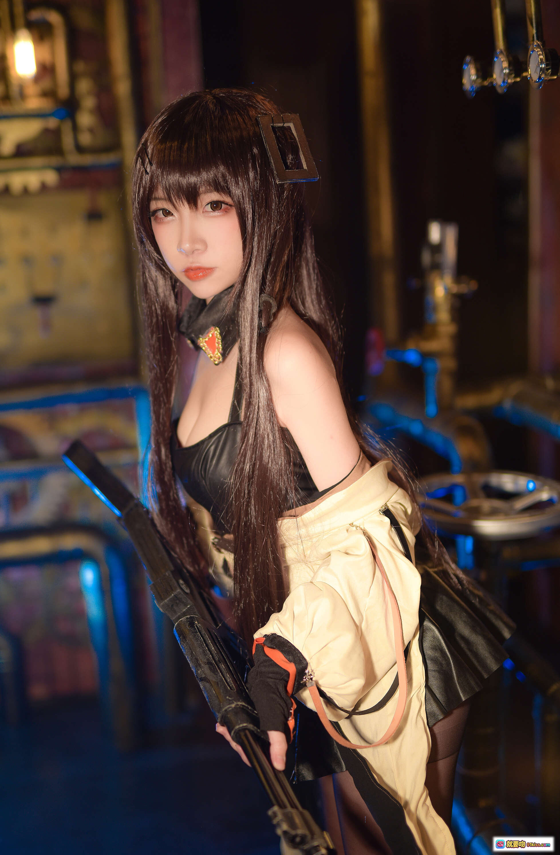 图片[4] - 二佐Nisa NO.099 少女前线K2 Cosplay写真 45P高清美图 黑丝吊带风 机械背景氛围感十足 - 就要吻