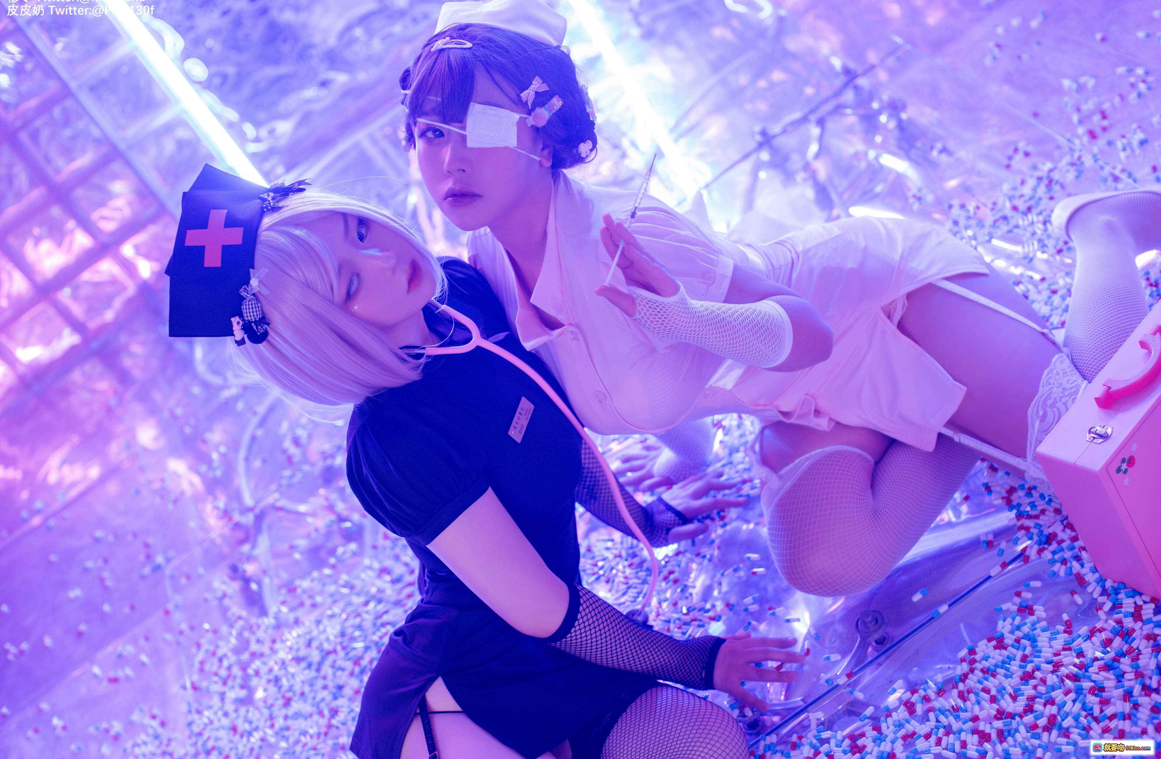 图片[7] - 万圣节邪恶护士cosplay 皮皮奶NO.031 喵零联名 紫光霓虹场景 粉色医疗箱 渔网袜黑丝诱惑 60P高清写真 - 就要吻