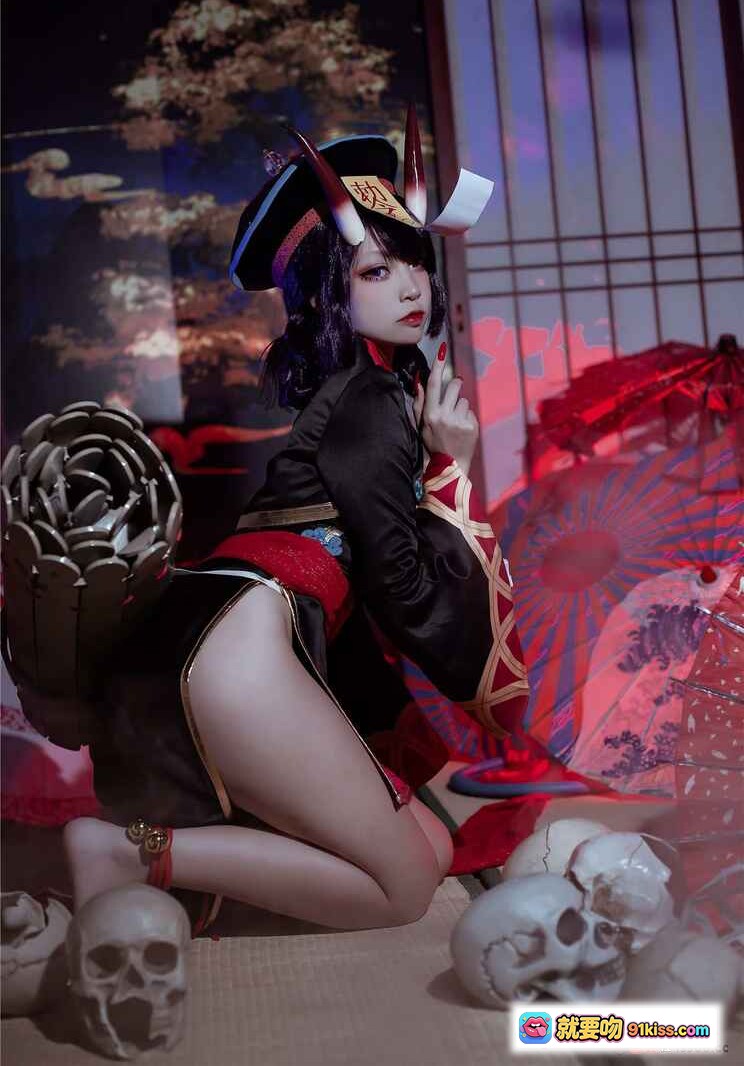 图片[2] - 二佐Nisa酒吞僵尸童子Cosplay写真｜日式和风暗黑系造型｜红伞骷髅场景｜精致妆容与服饰细节｜21P高清图集 - 就要吻