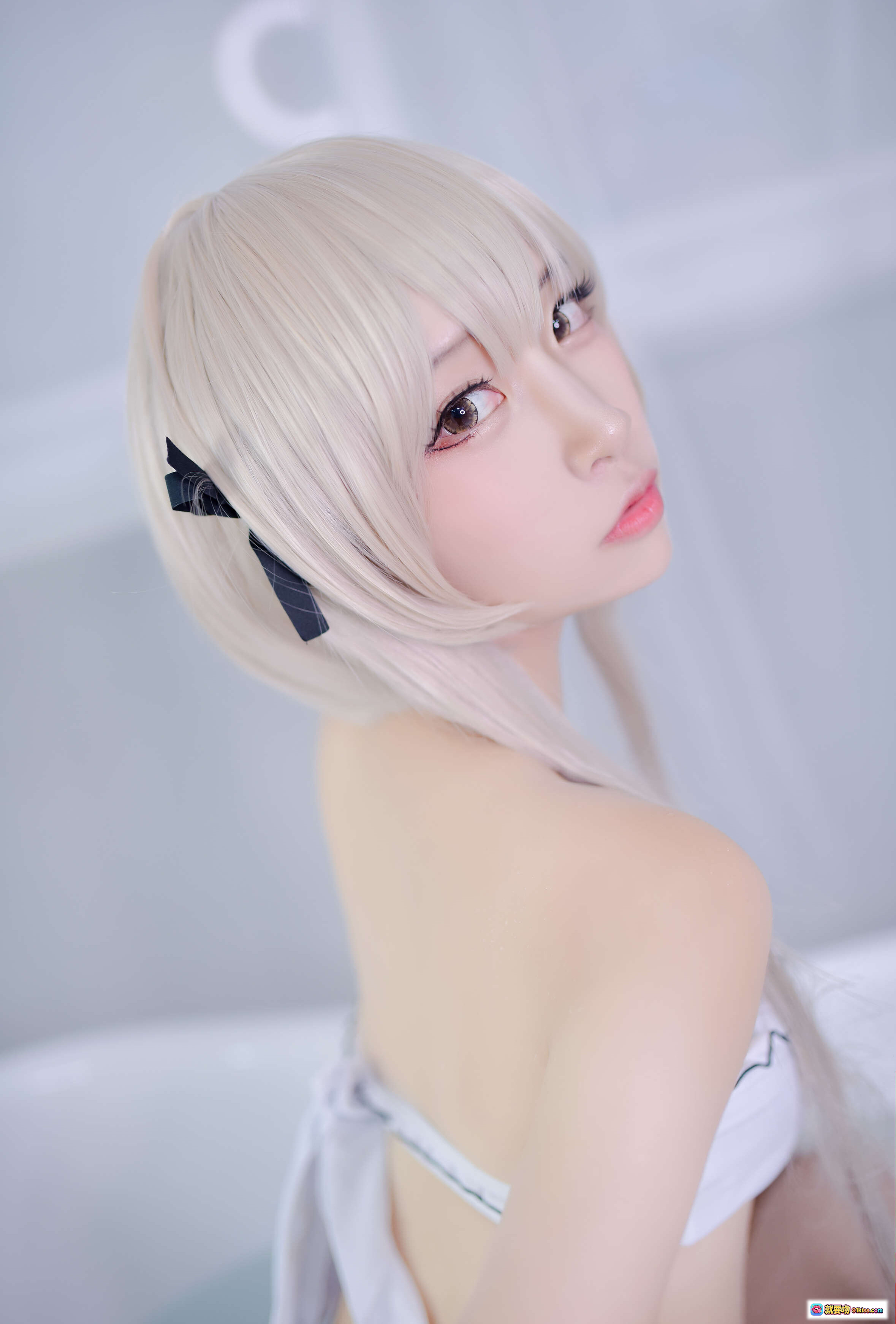 图片[5] - 二佐Nisa NO.052 穹妹泳衣写真 金发双马尾 白色蕾丝内衣 纯欲风 Cosplay 美少女 54P高清图集 - 就要吻