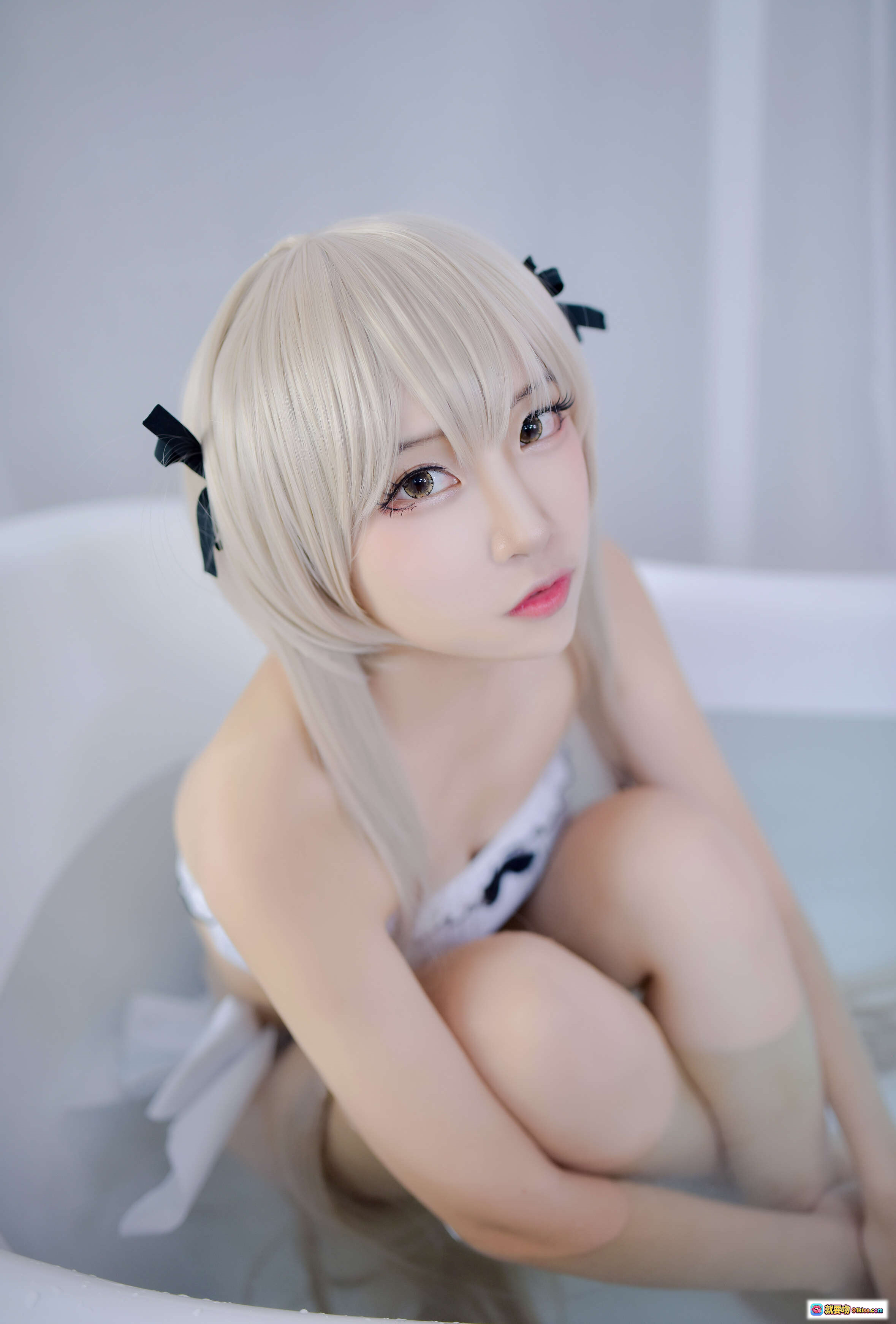 图片[4] - 二佐Nisa NO.052 穹妹泳衣写真 金发双马尾 白色蕾丝内衣 纯欲风 Cosplay 美少女 54P高清图集 - 就要吻