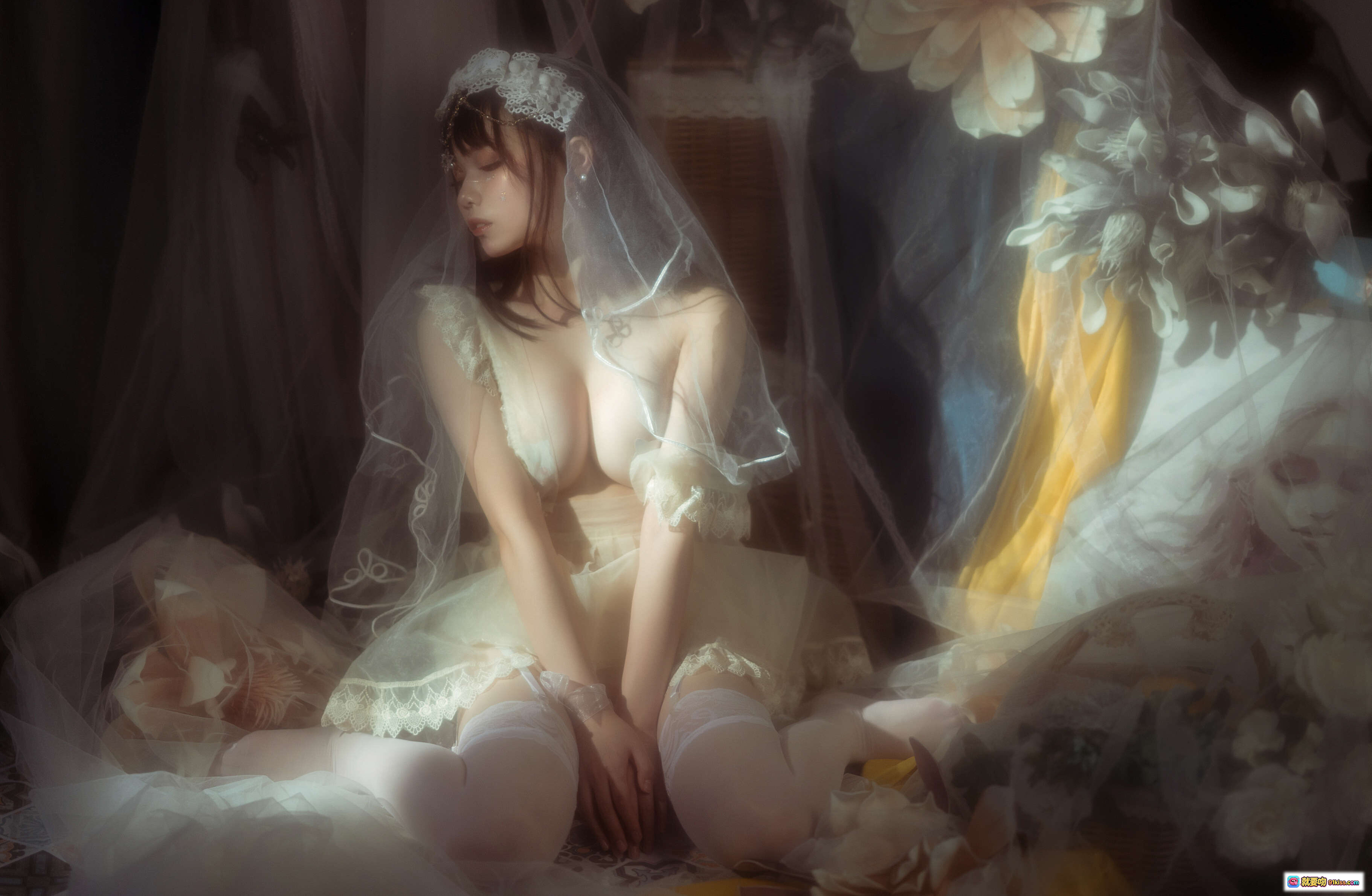 图片[5] - 七月喵子NO.002小仙女写真集 33P224MB 白纱蕾丝少女躺卧 梦幻柔光氛围感美图 - 就要吻