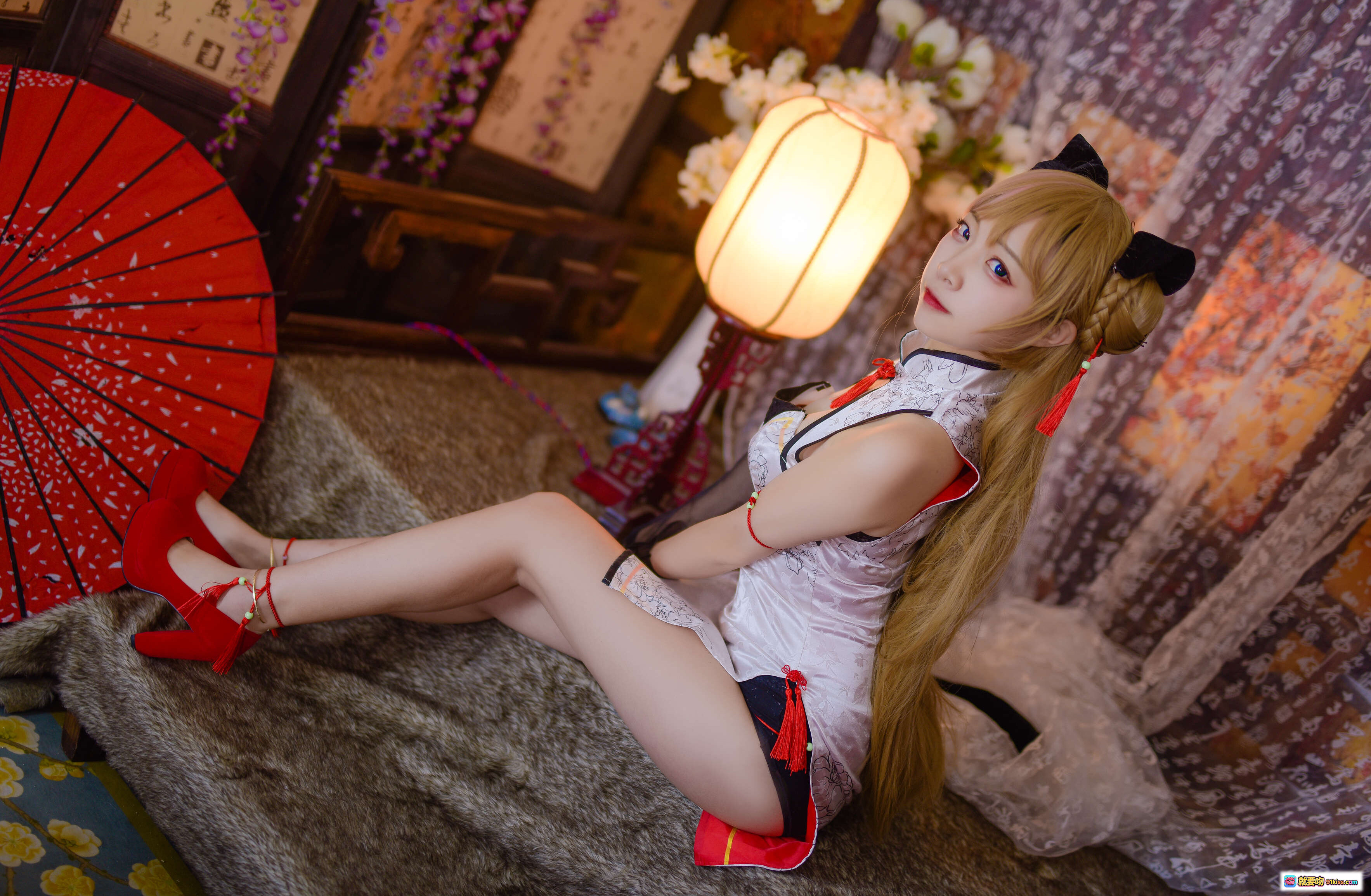 图片[9] - 二佐Nisa NO.054 少女前线MK23 Cosplay 旗袍猫耳红高跟 日式和风写真 14P高清美图 - 就要吻