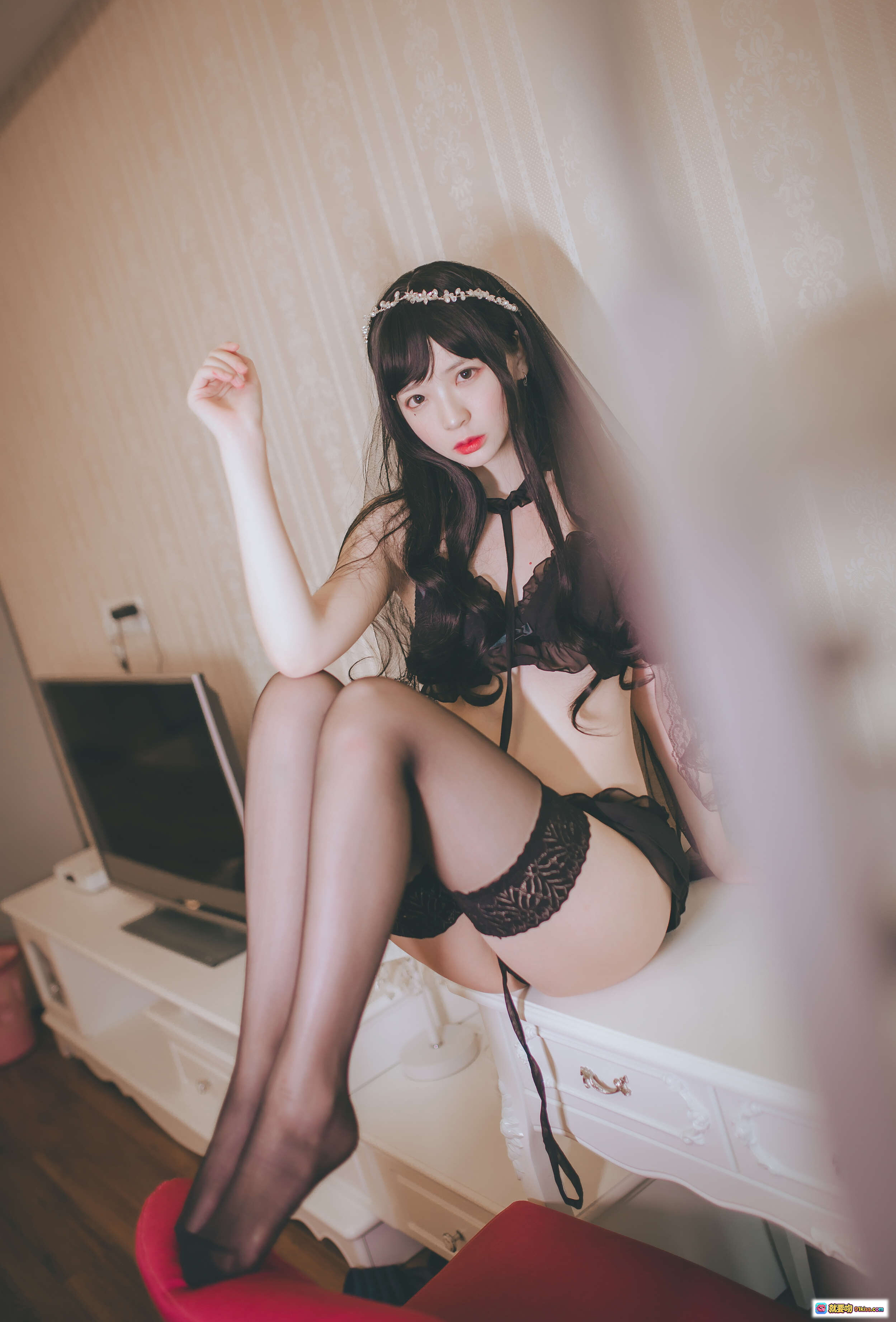 图片[3] - 疯猫ss NO.066 黑色小野猫写真 29P 166M 甜美少女蕾丝内衣头纱私房美图 - 就要吻