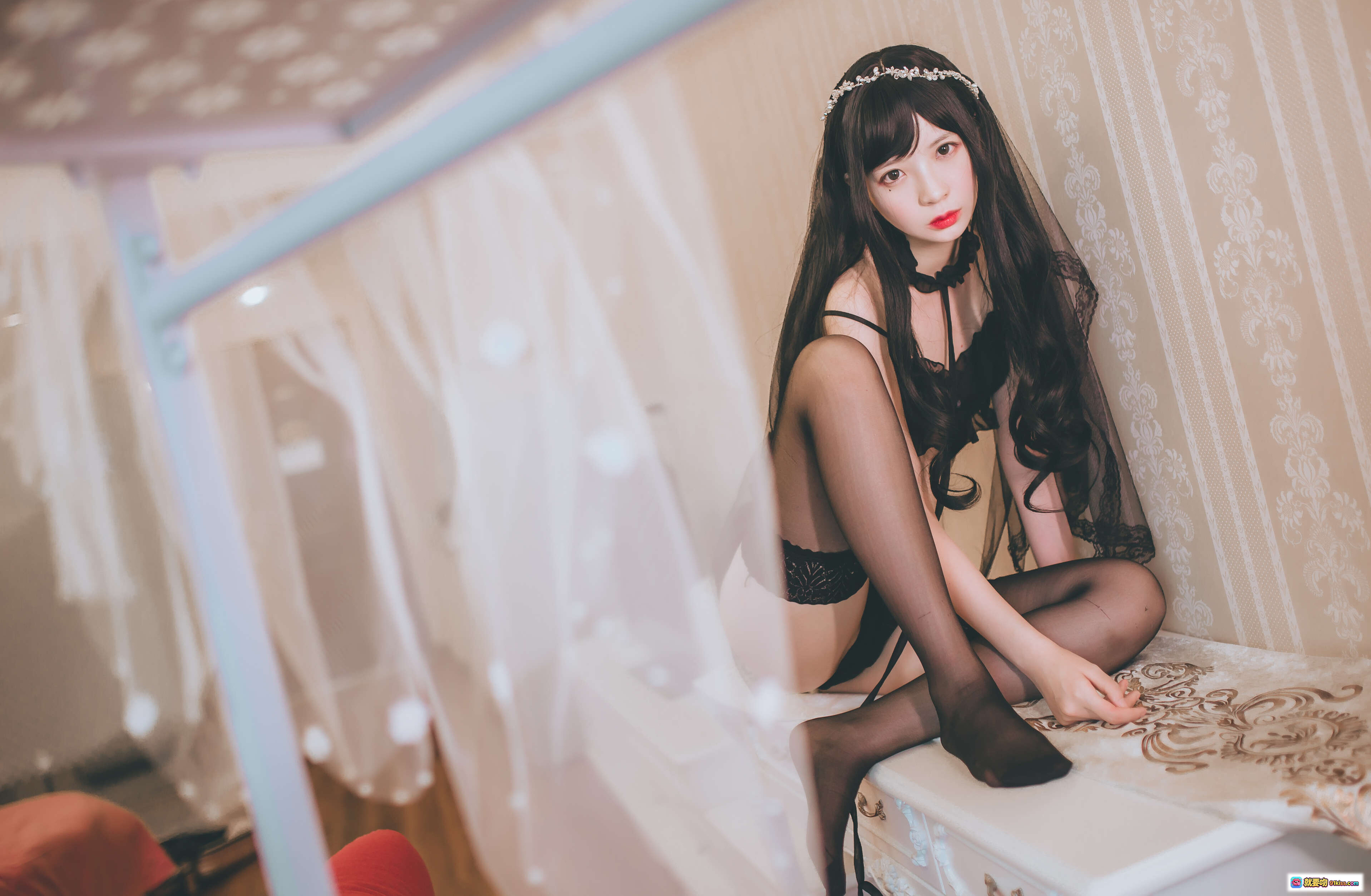 图片[4] - 疯猫ss NO.066 黑色小野猫写真 29P 166M 甜美少女蕾丝内衣头纱私房美图 - 就要吻