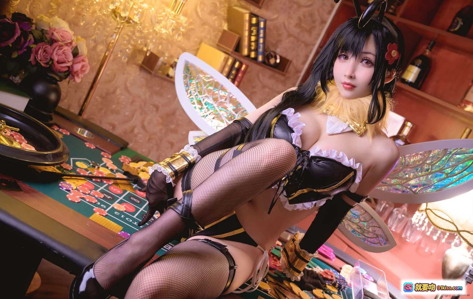 图片[10] - rioko凉凉子蒂法cosplay小蜜蜂造型 黑丝兔耳扑克牌赌场主题写真 25P高清图集 - 就要吻