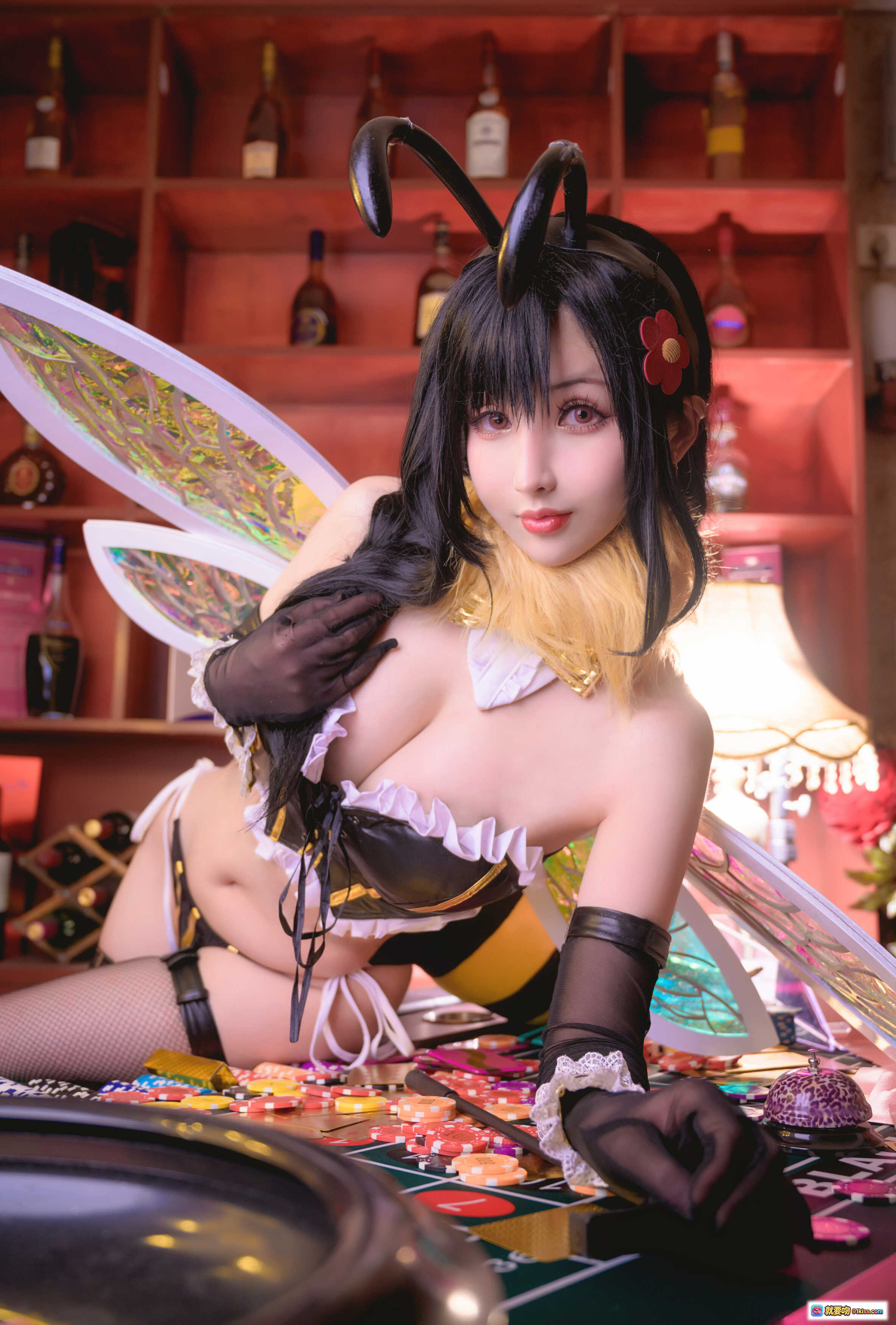 图片[6] - rioko凉凉子蒂法cosplay小蜜蜂造型 黑丝兔耳扑克牌赌场主题写真 25P高清图集 - 就要吻