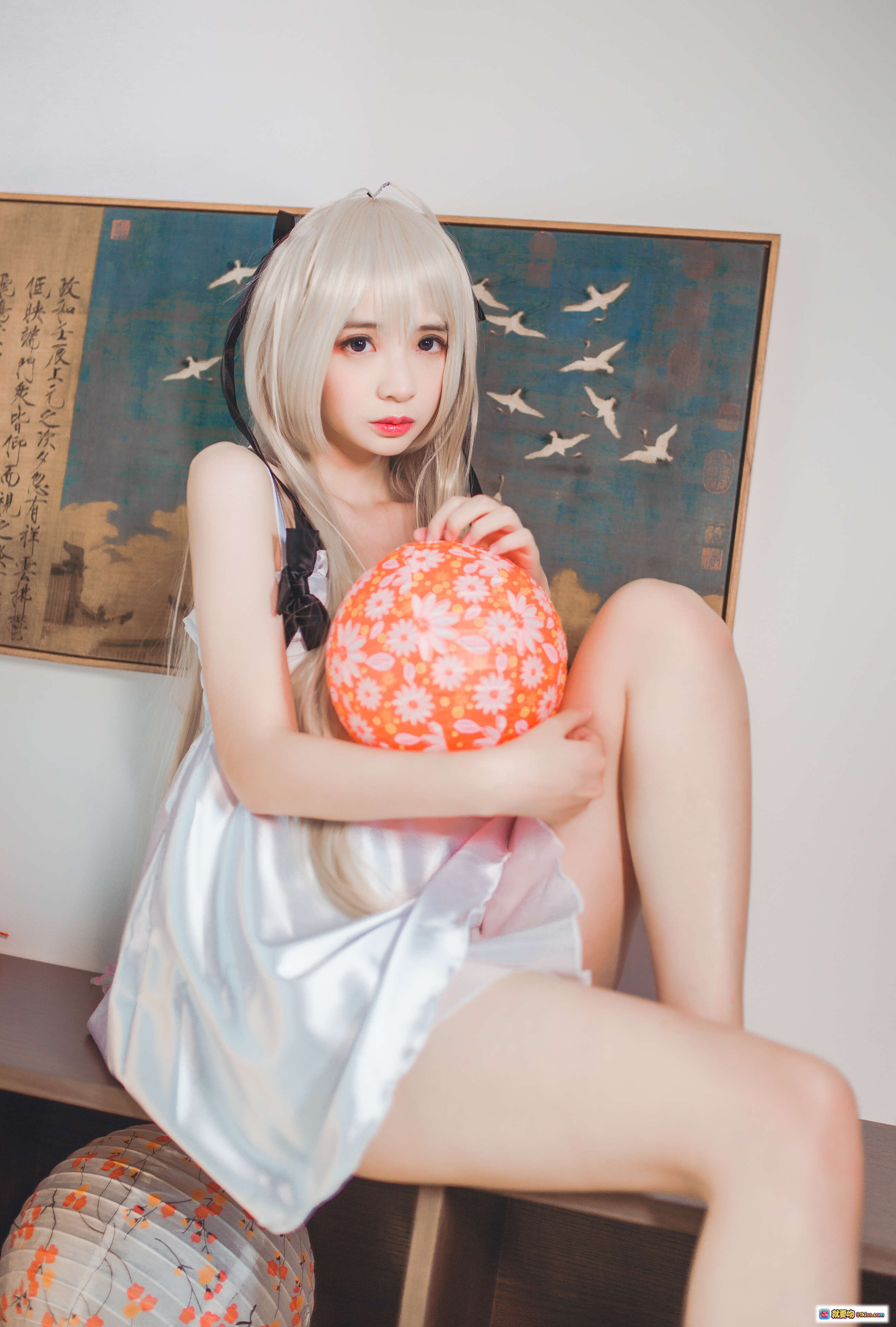 图片[9] - 疯猫ss NO.087 穹妹睡衣写真 日式和风茶席美少女Cosplay 白发黑丝清纯诱惑 50P高清图集 - 就要吻