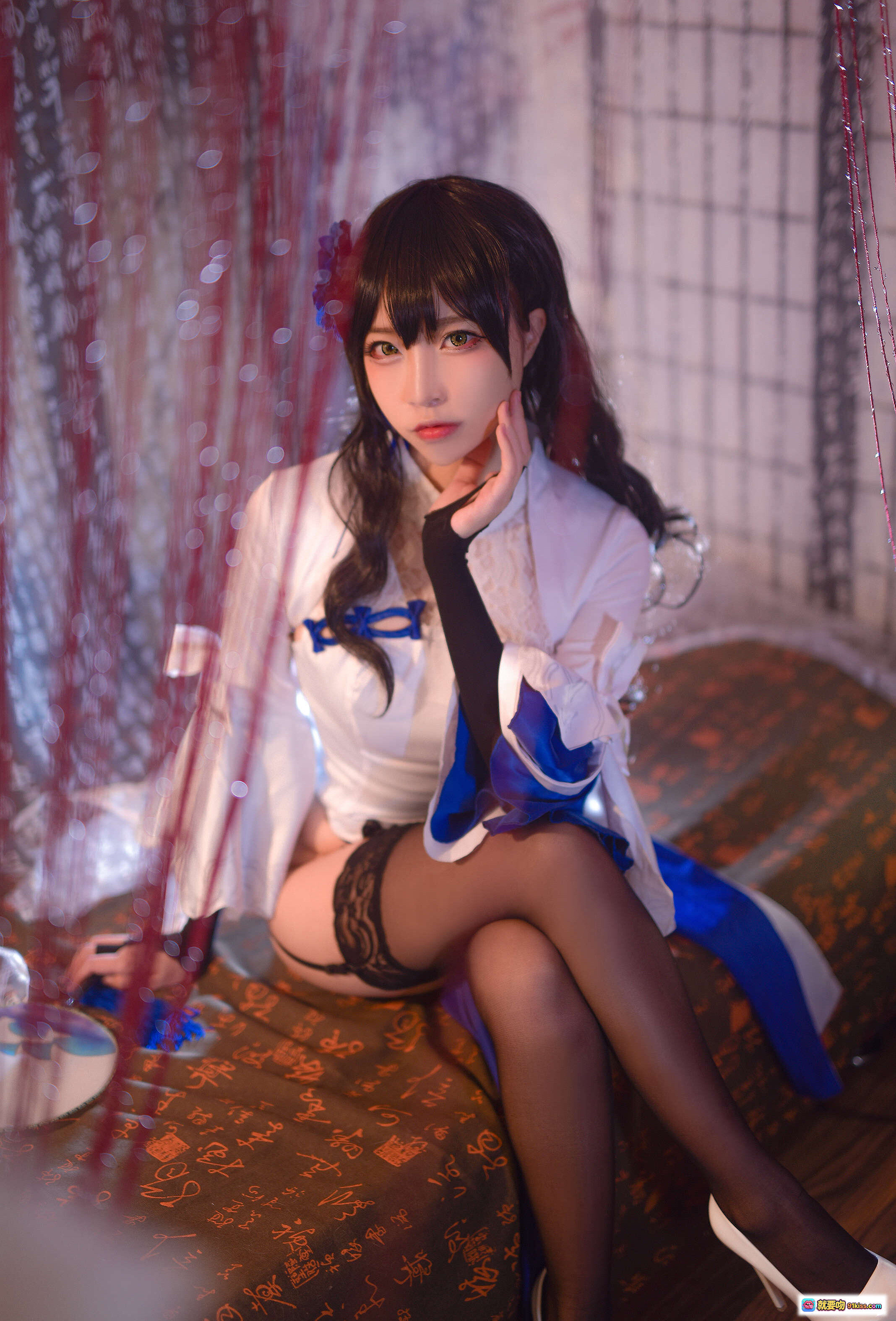 图片[4] - 二佐Nisa NO.020 95式玉玲珑 Cosplay写真 白衬衫蕾丝内衣 黑丝吊袜带 性感日系少女风 室内私房摄影 19P高清图集 - 就要吻