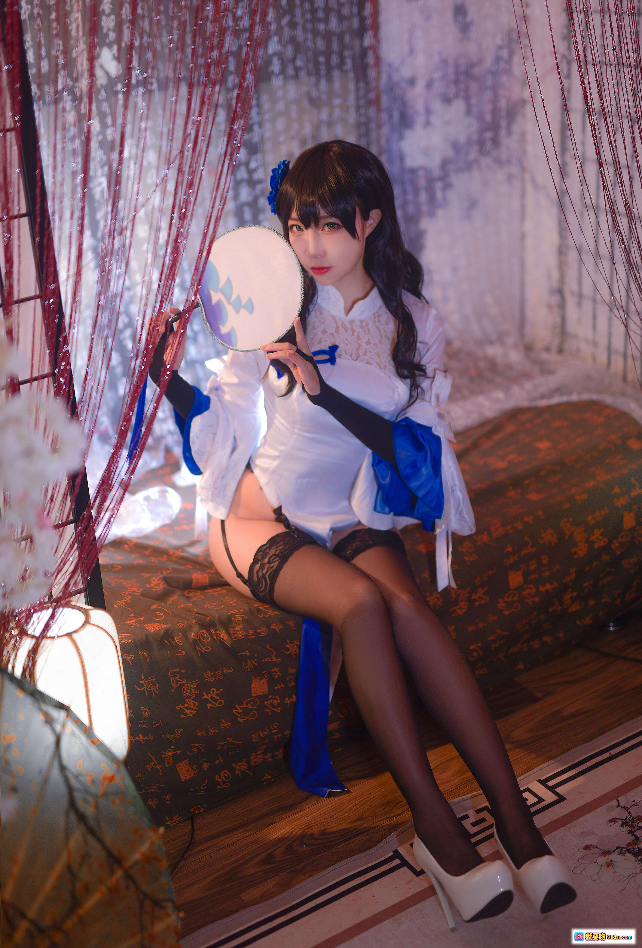 图片[9] - 二佐Nisa NO.020 95式玉玲珑 Cosplay写真 白衬衫蕾丝内衣 黑丝吊袜带 性感日系少女风 室内私房摄影 19P高清图集 - 就要吻