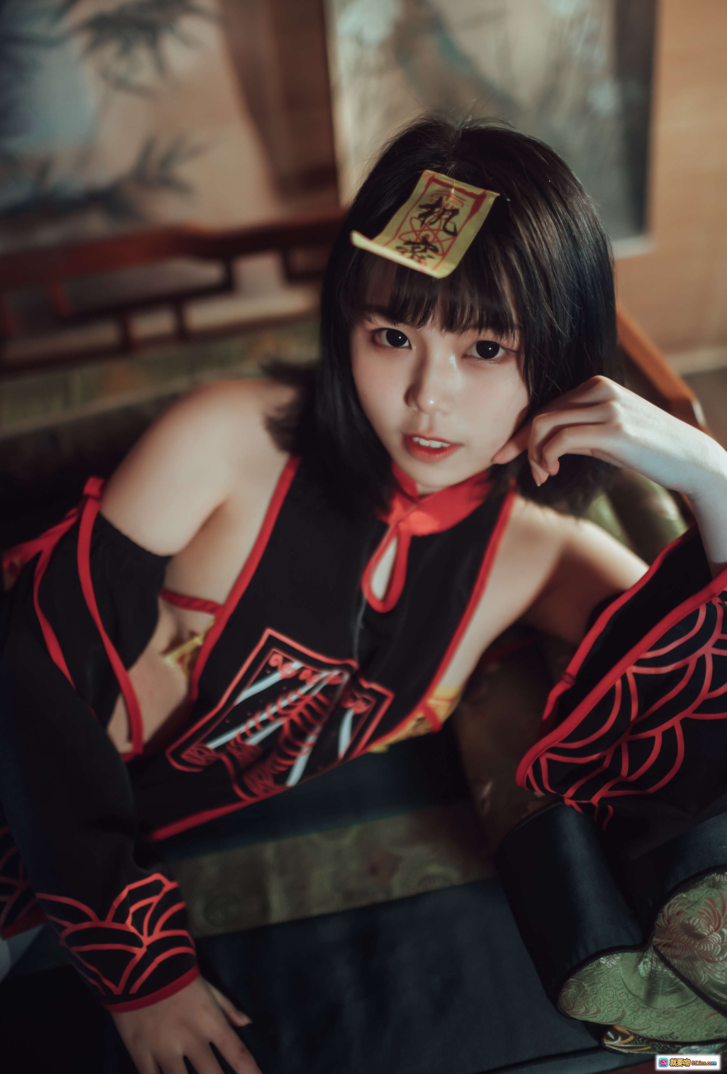 图片[6] - 七月喵子NO.001小僵尸写真集22P179MB古风暗调性感Cosplay黑丝短发贴纸妆容日系少女摄影 - 就要吻