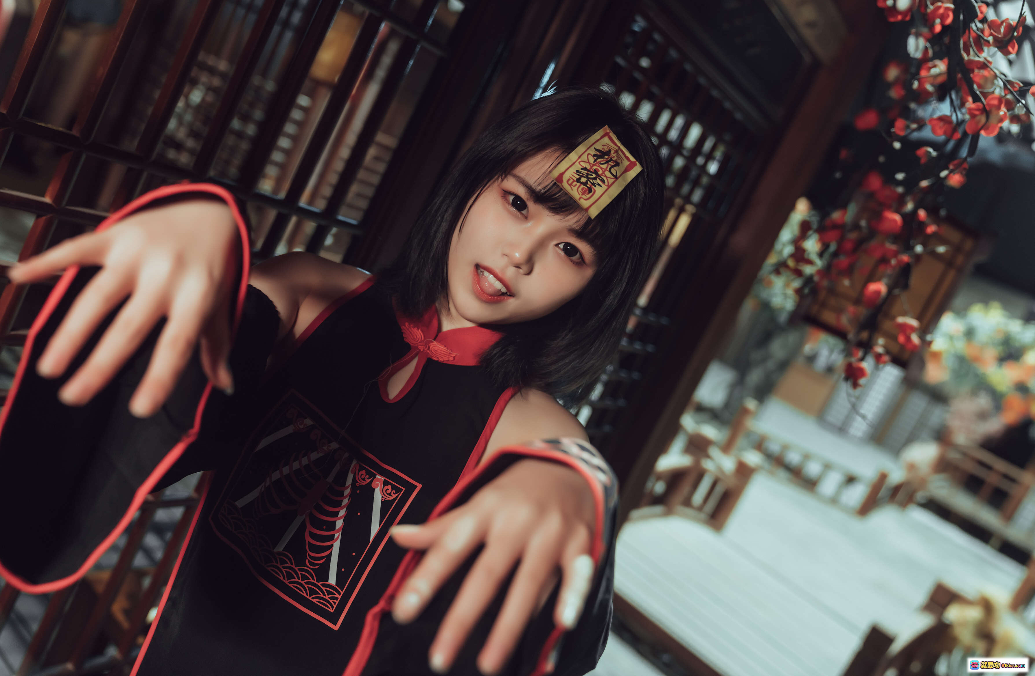 图片[9] - 七月喵子NO.001小僵尸写真集22P179MB古风暗调性感Cosplay黑丝短发贴纸妆容日系少女摄影 - 就要吻
