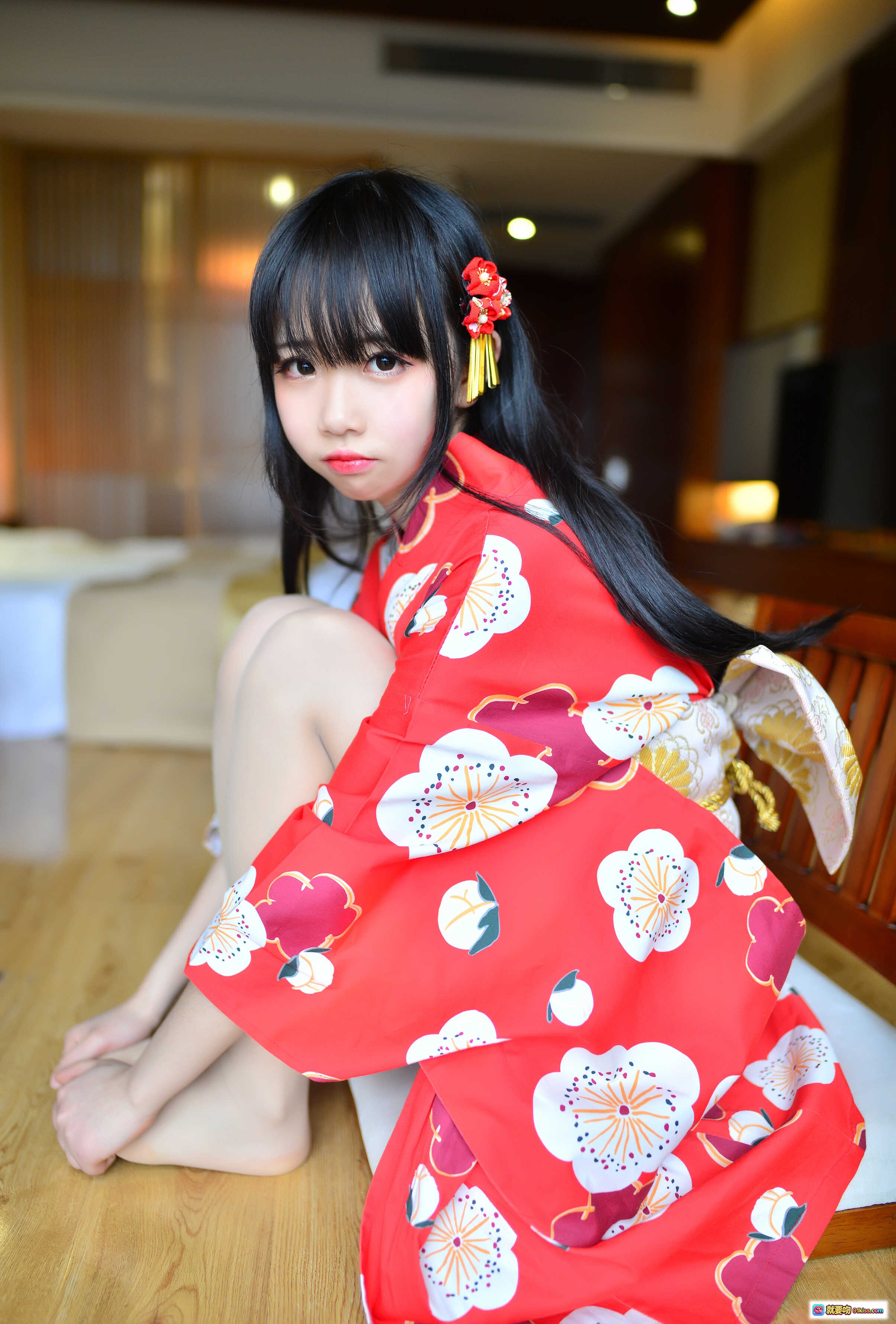 图片[8] - 雪琪SAMA NO.026 红色浴衣美腿写真 14P高清图集 日式和风少女私房照 - 就要吻