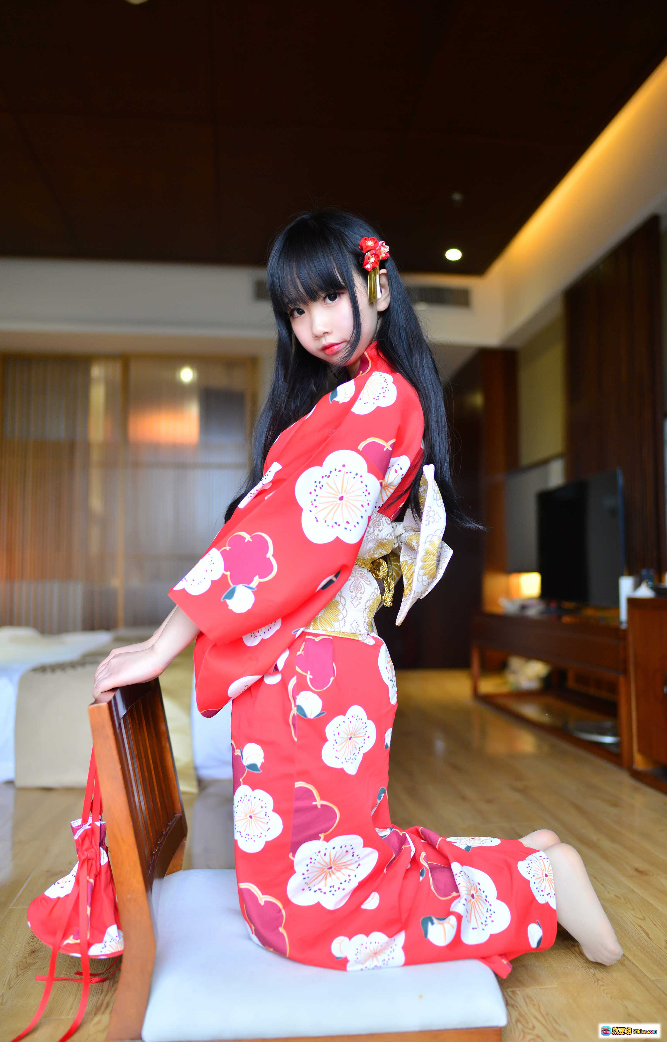 图片[7] - 雪琪SAMA NO.026 红色浴衣美腿写真 14P高清图集 日式和风少女私房照 - 就要吻