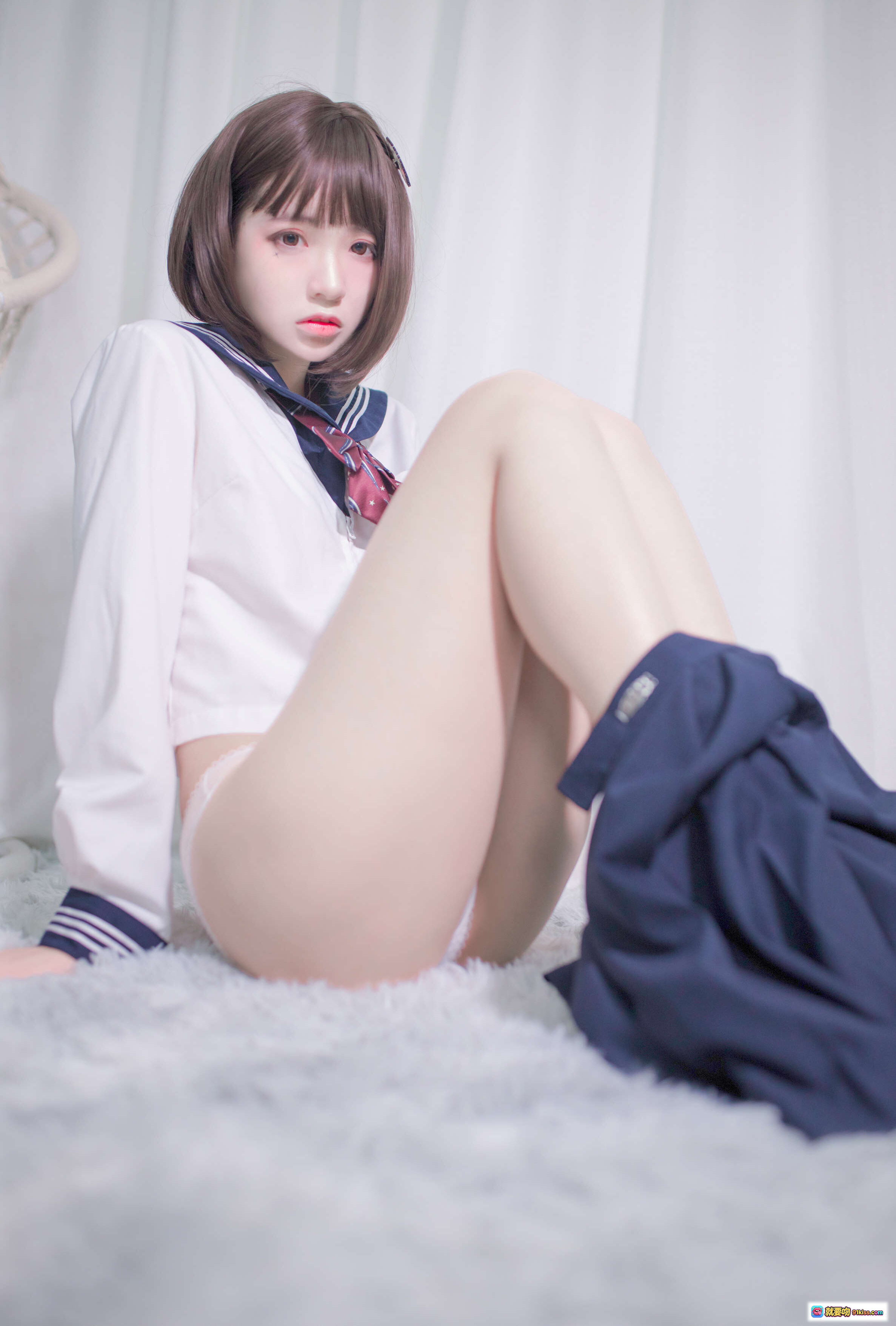 图片[2] - 疯猫ss NO.079 居家JK少女写真 40P高清美图 蓝裙白袜温柔风 甜美私房摄影集 - 就要吻