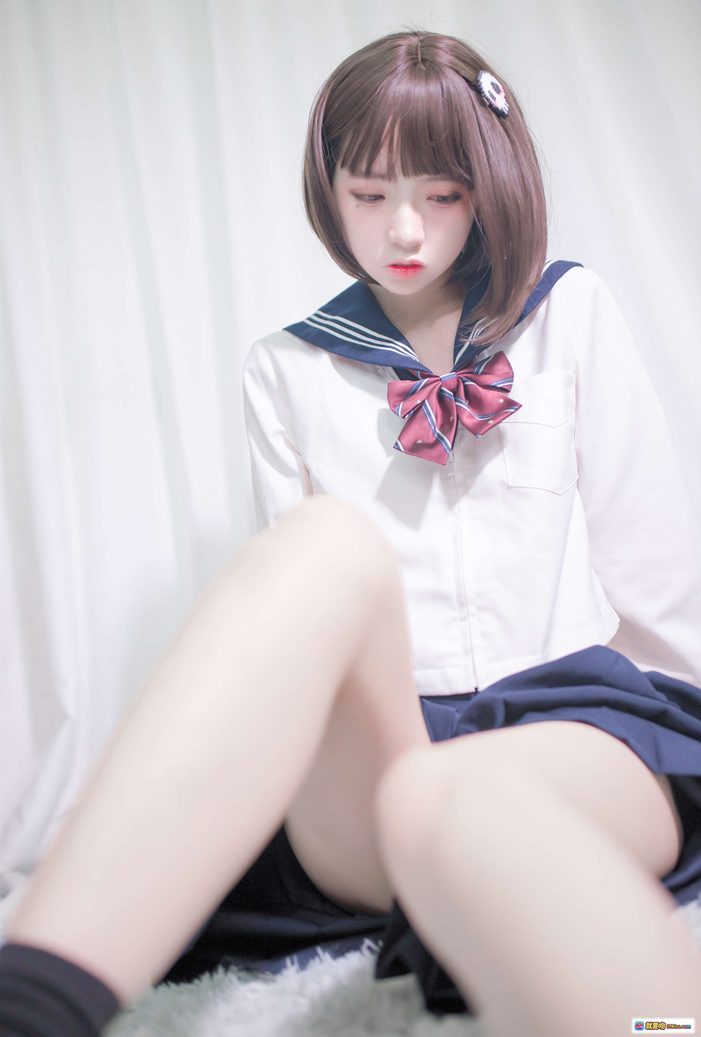 图片[3] - 疯猫ss NO.079 居家JK少女写真 40P高清美图 蓝裙白袜温柔风 甜美私房摄影集 - 就要吻