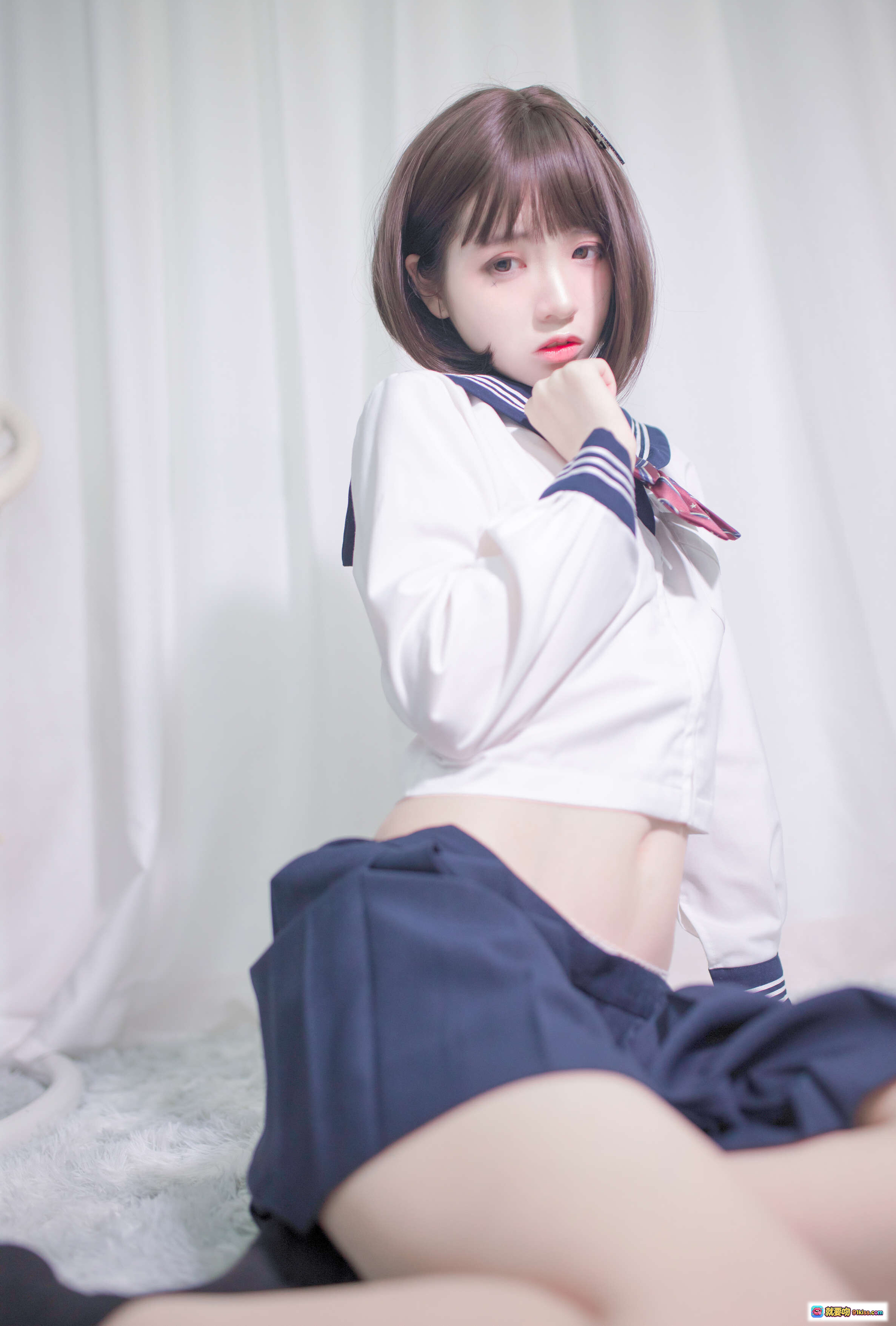 图片[9] - 疯猫ss NO.079 居家JK少女写真 40P高清美图 蓝裙白袜温柔风 甜美私房摄影集 - 就要吻