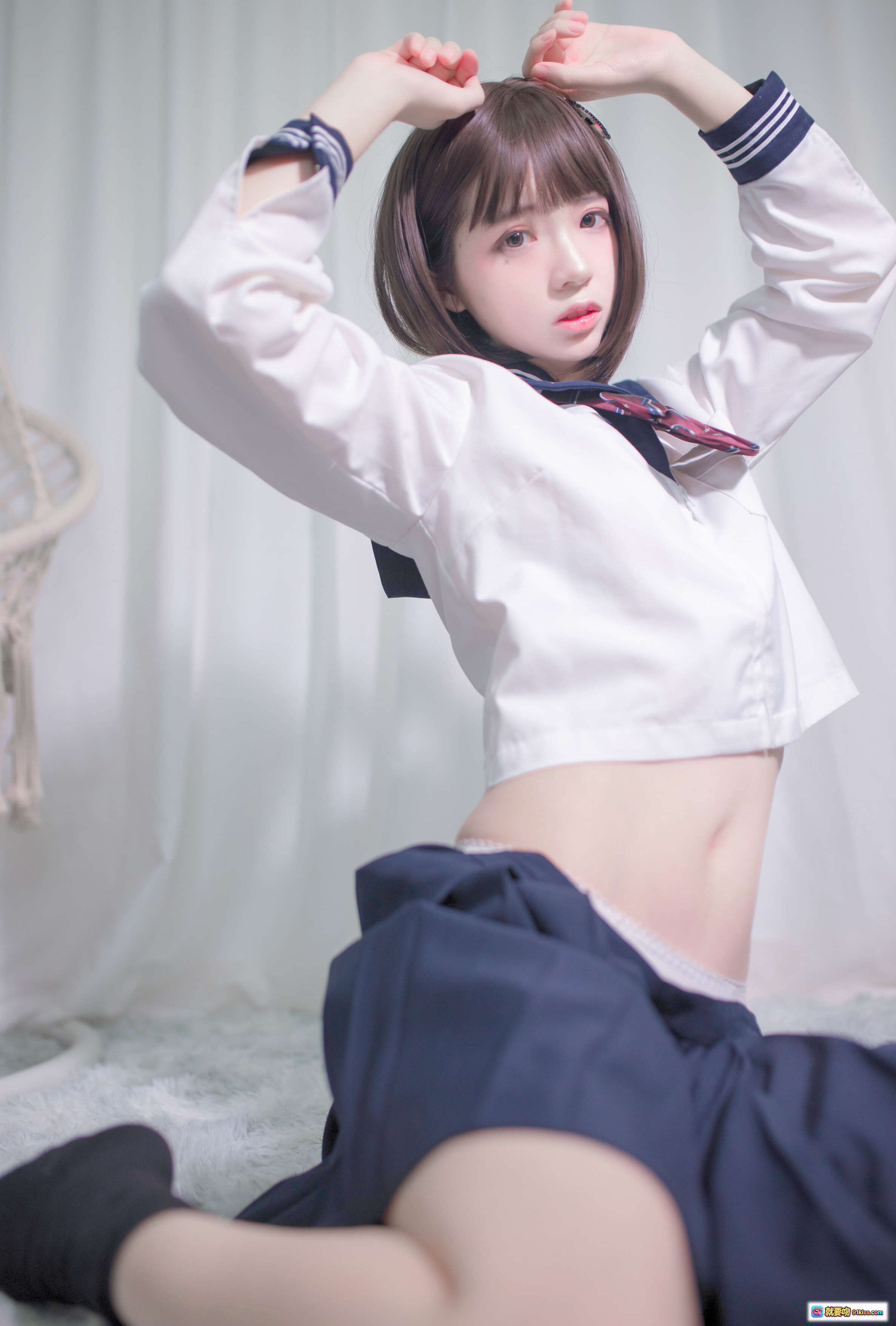 图片[5] - 疯猫ss NO.079 居家JK少女写真 40P高清美图 蓝裙白袜温柔风 甜美私房摄影集 - 就要吻